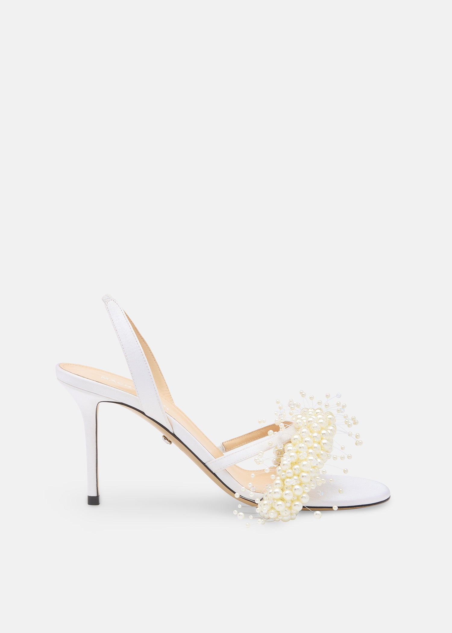 Floating Pearl White Satin Sandals