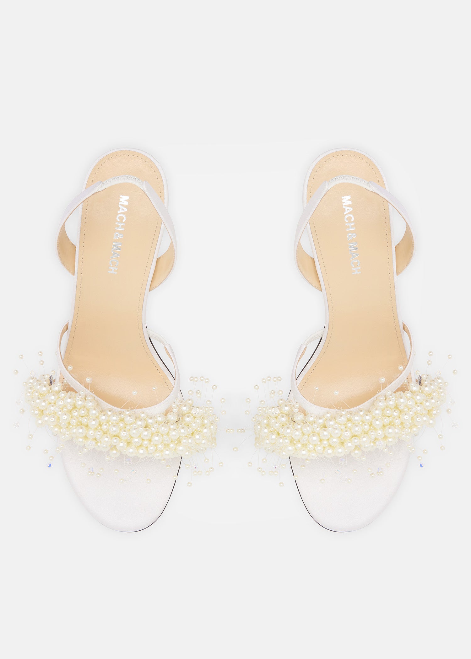 Floating Pearl White Satin Sandals