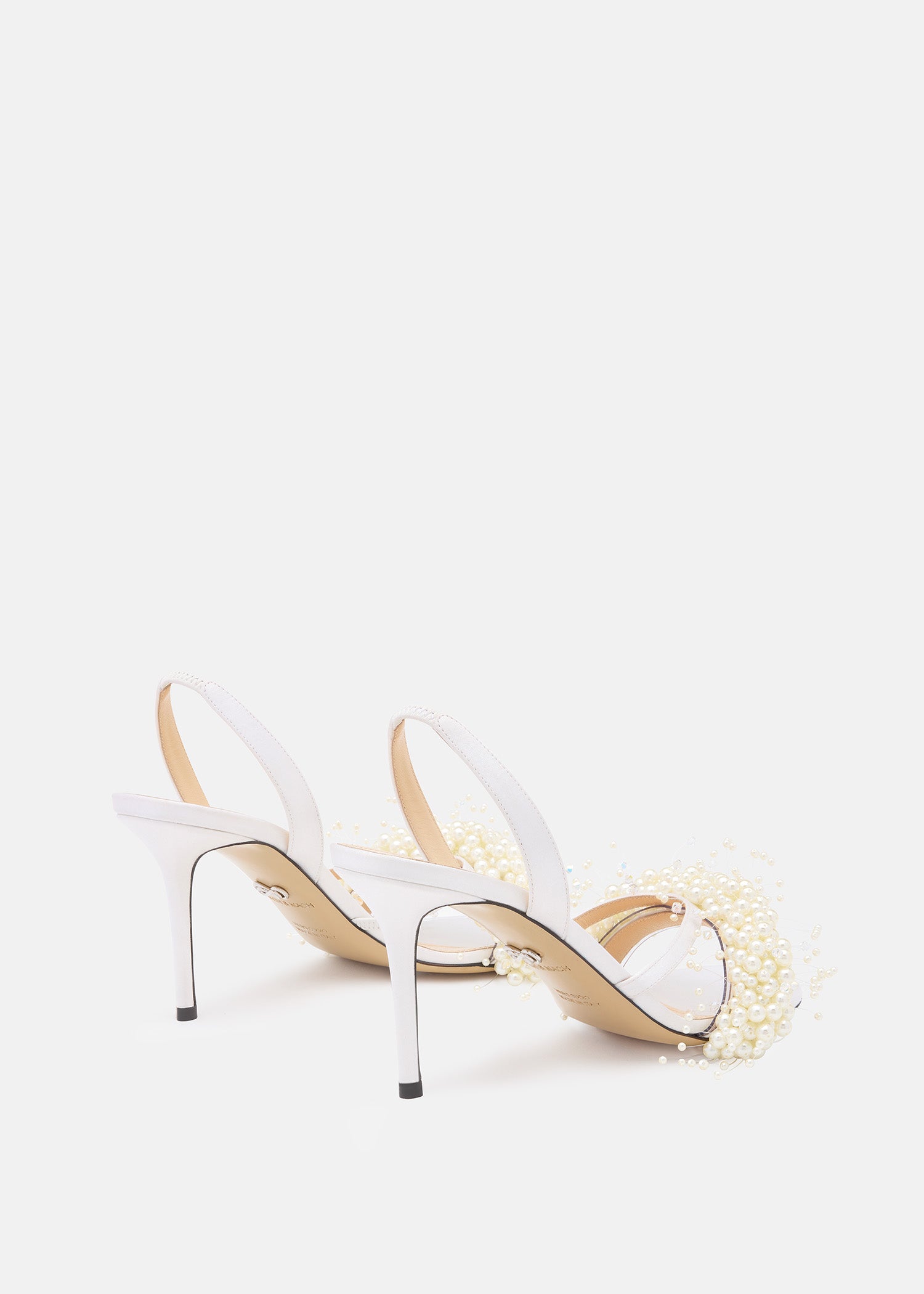 Floating Pearl White Satin Sandals