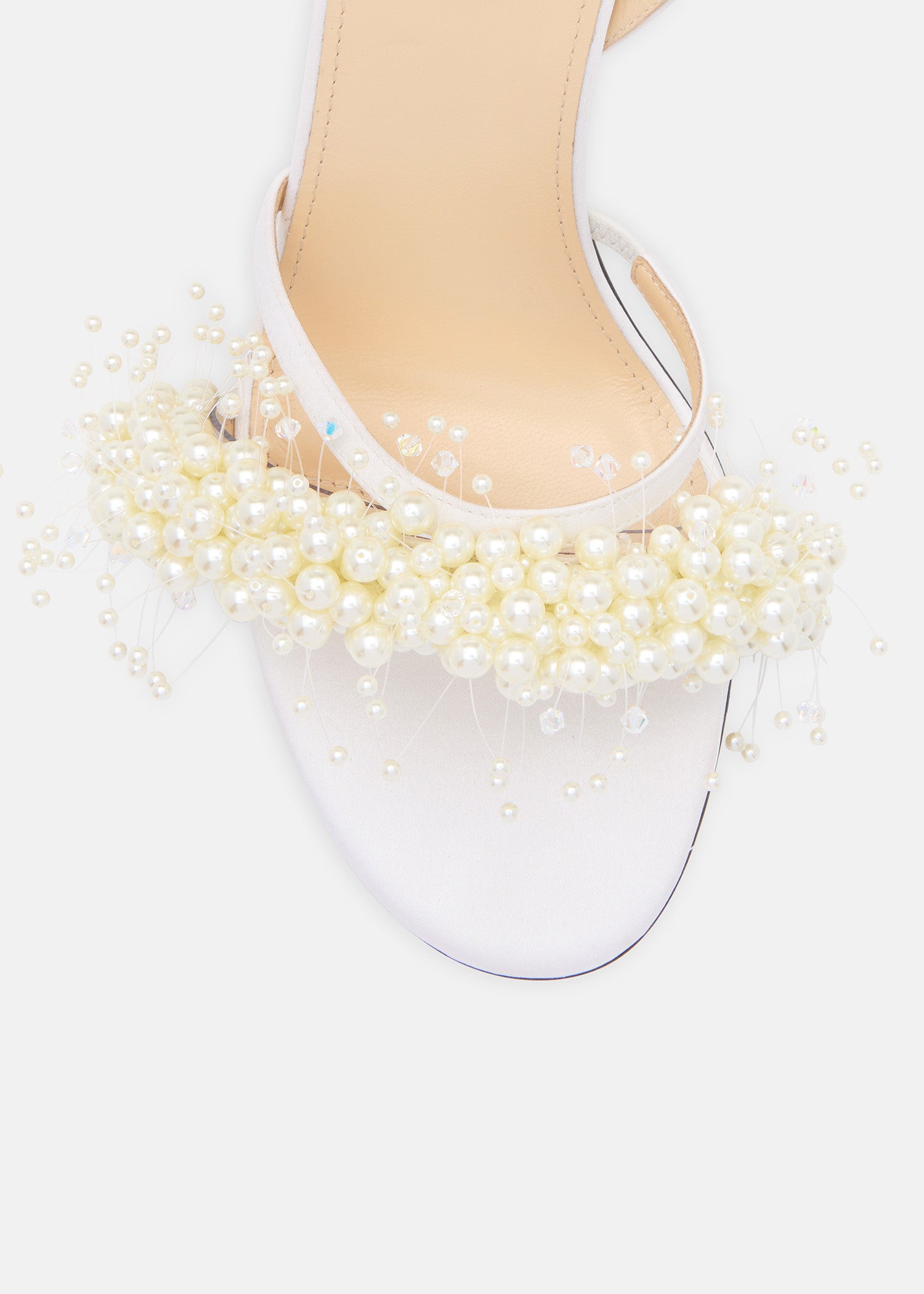 Floating Pearl White Satin Sandals