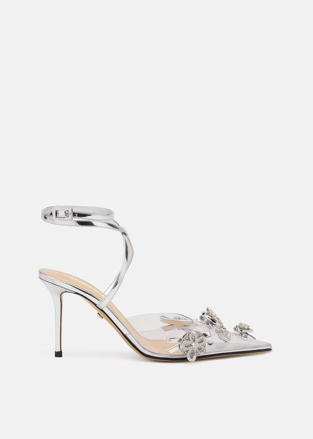 Crystal Studded Clear Pumps Low Heel Crystal Button Women's