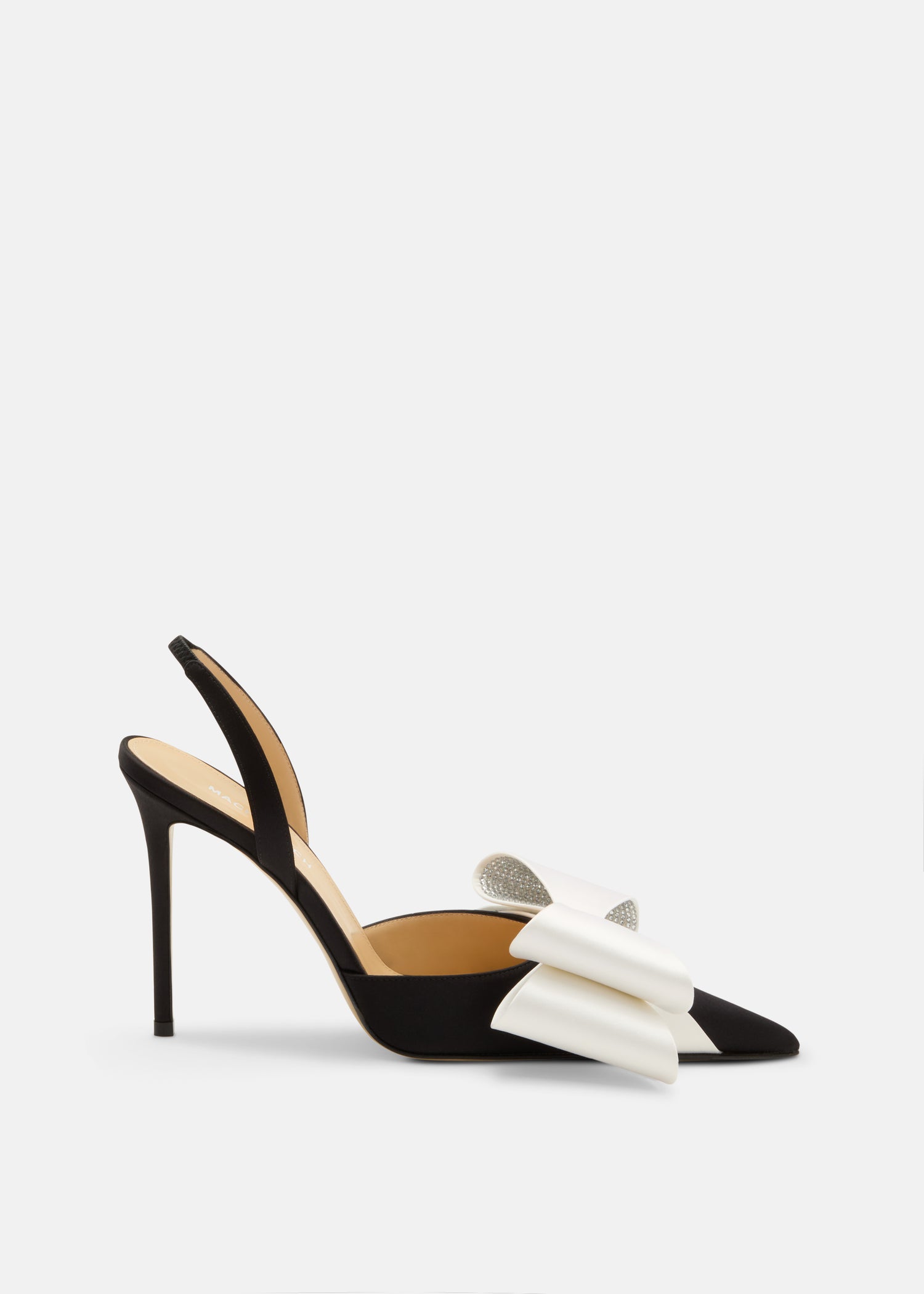 Le Cadeau White and Black Satin Slingback Pumps