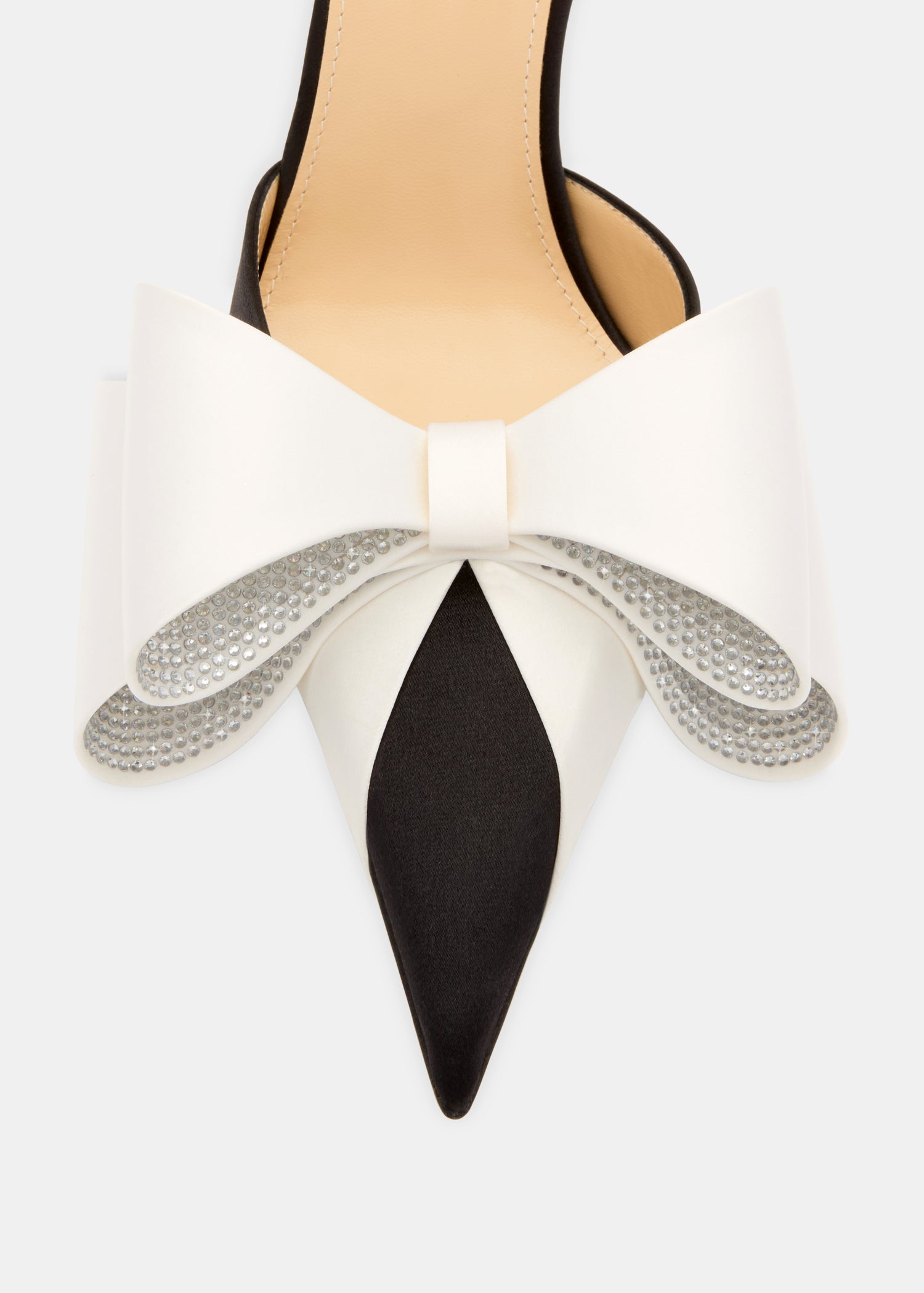 Le Cadeau White and Black Satin Slingback Pumps