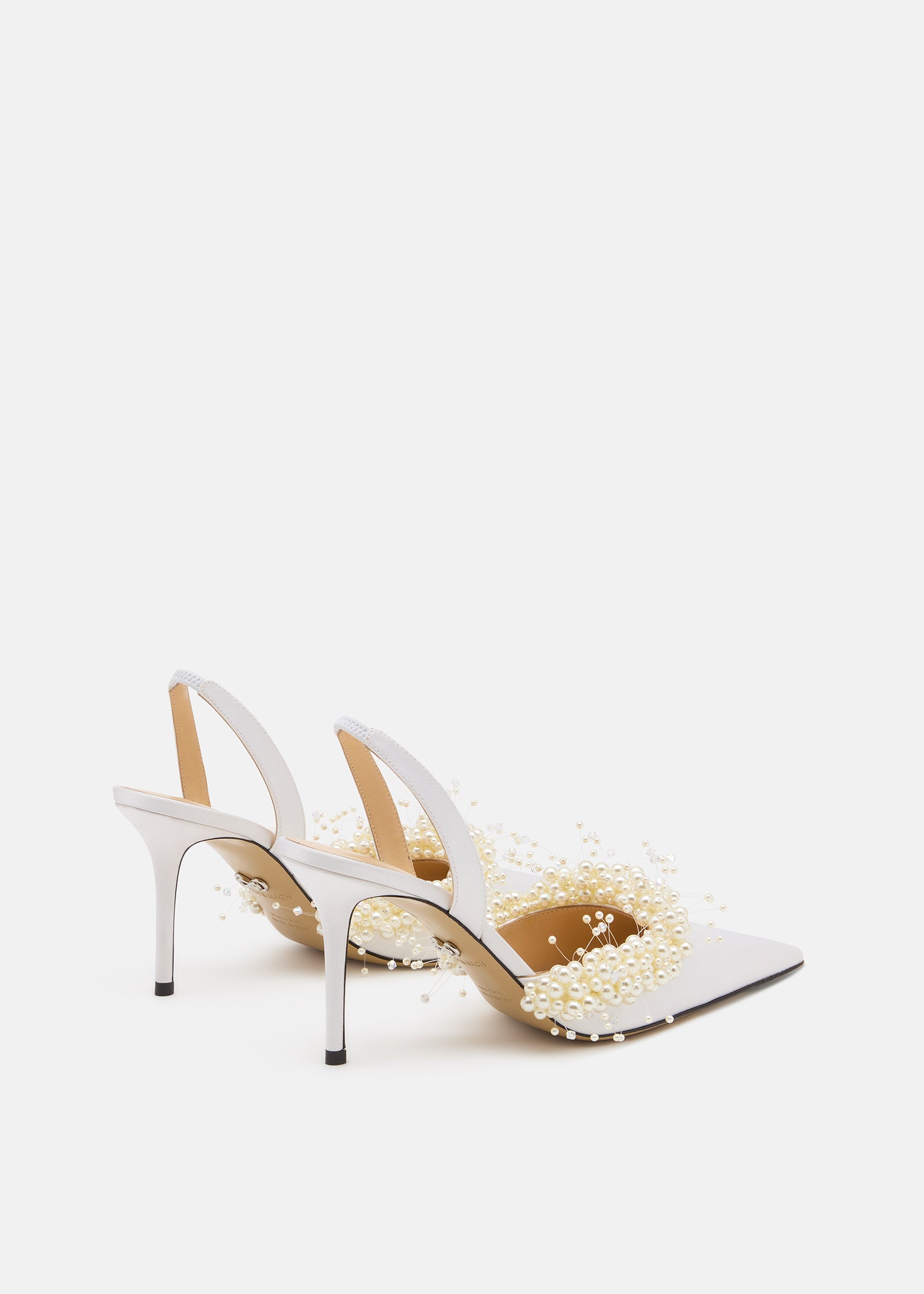 Floating Pearl White Satin Slingback