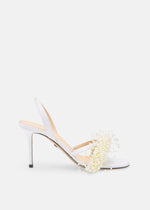 Floating Pearl White Satin Sandals