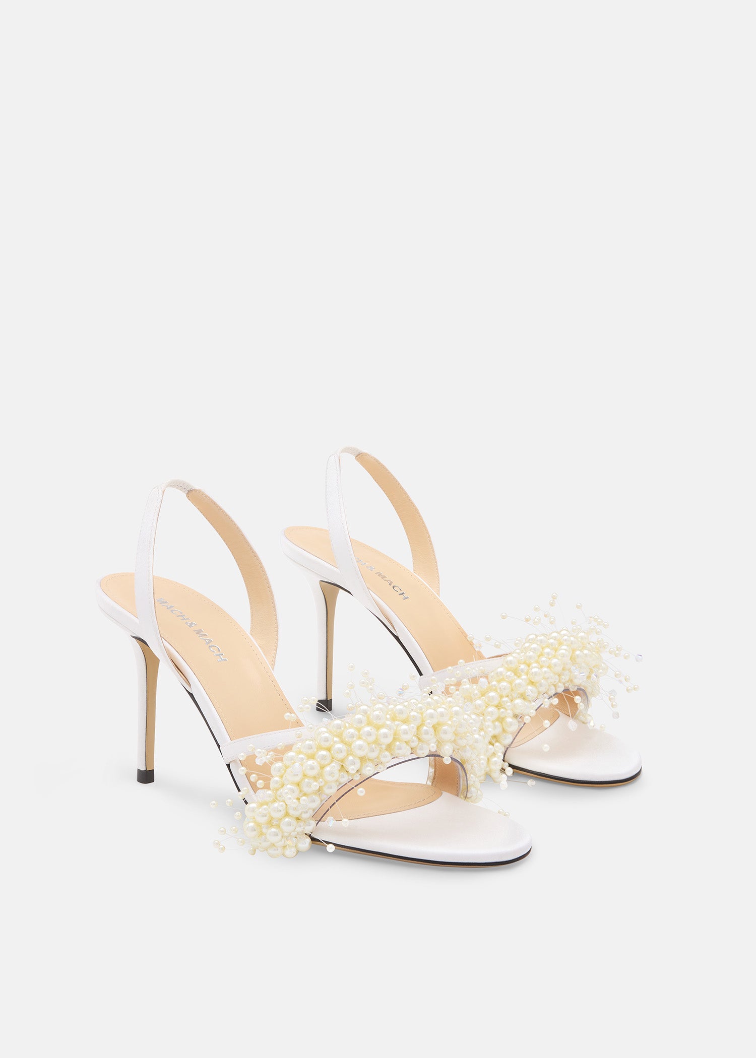 Floating Pearl White Satin Sandals