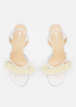 Floating Pearl White Satin Sandals