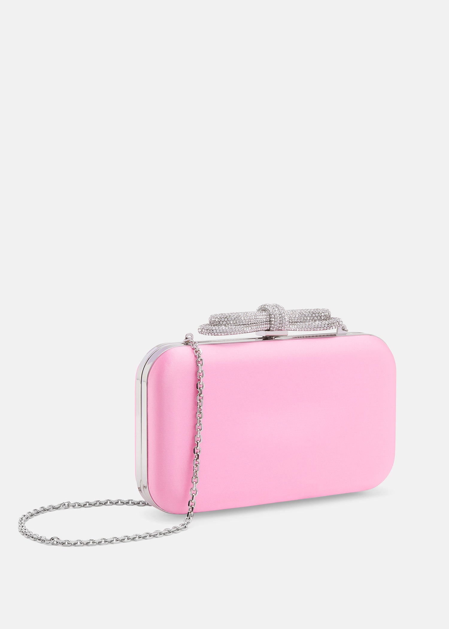DOUBLE BOW PINK SATIN CLUTCH SMALL