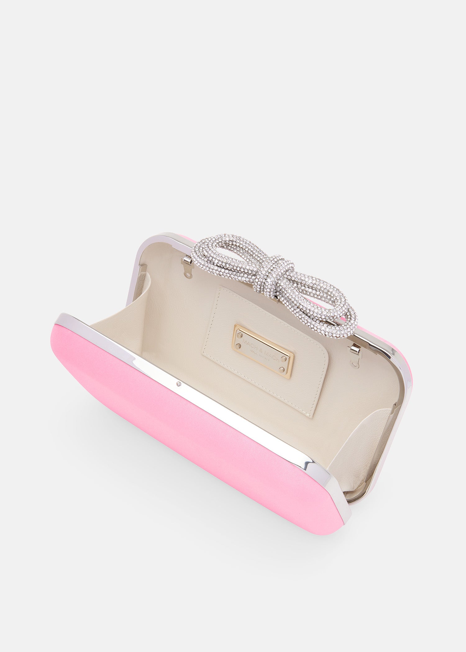 DOUBLE BOW PINK SATIN CLUTCH SMALL