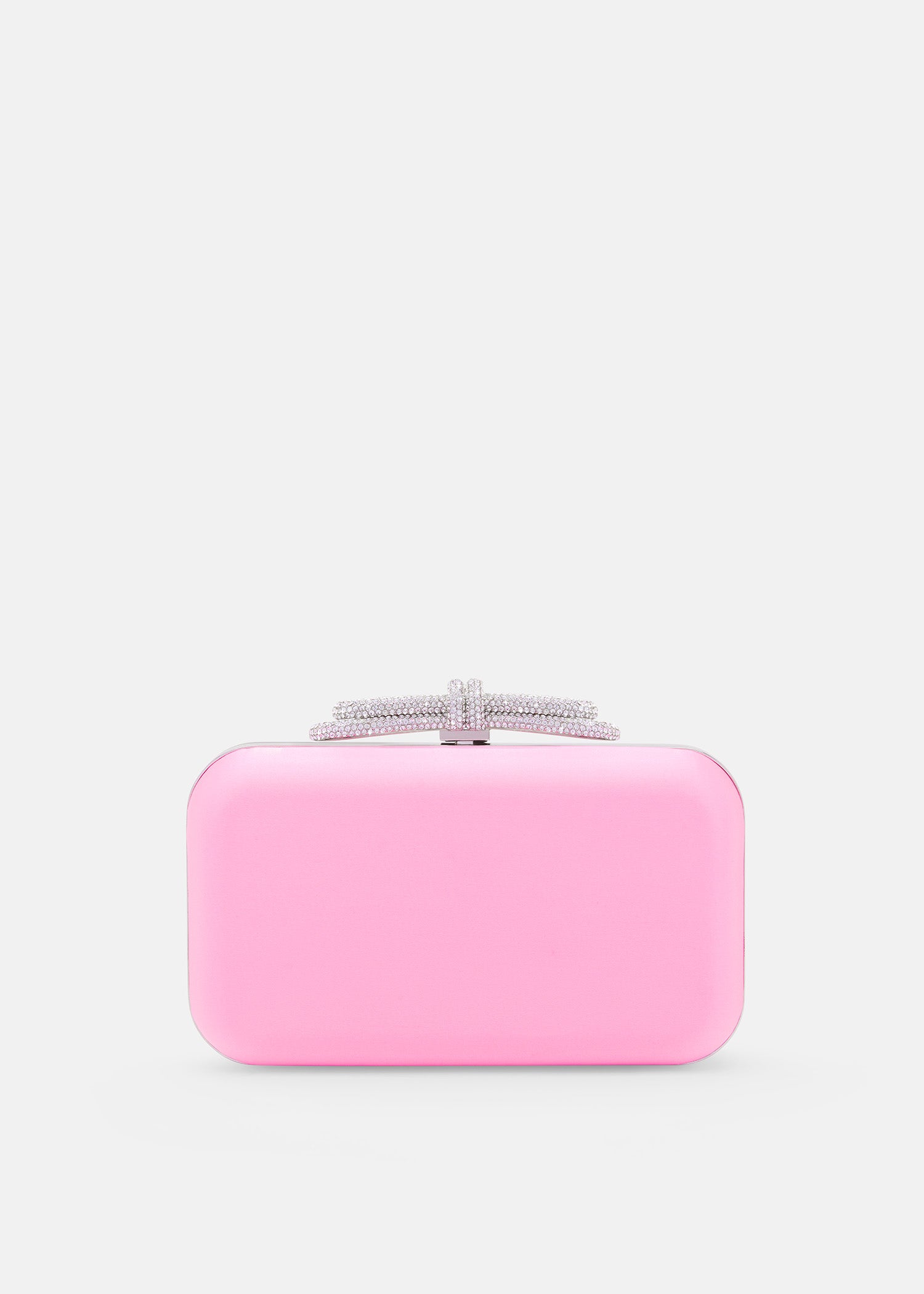 DOUBLE BOW PINK SATIN CLUTCH SMALL