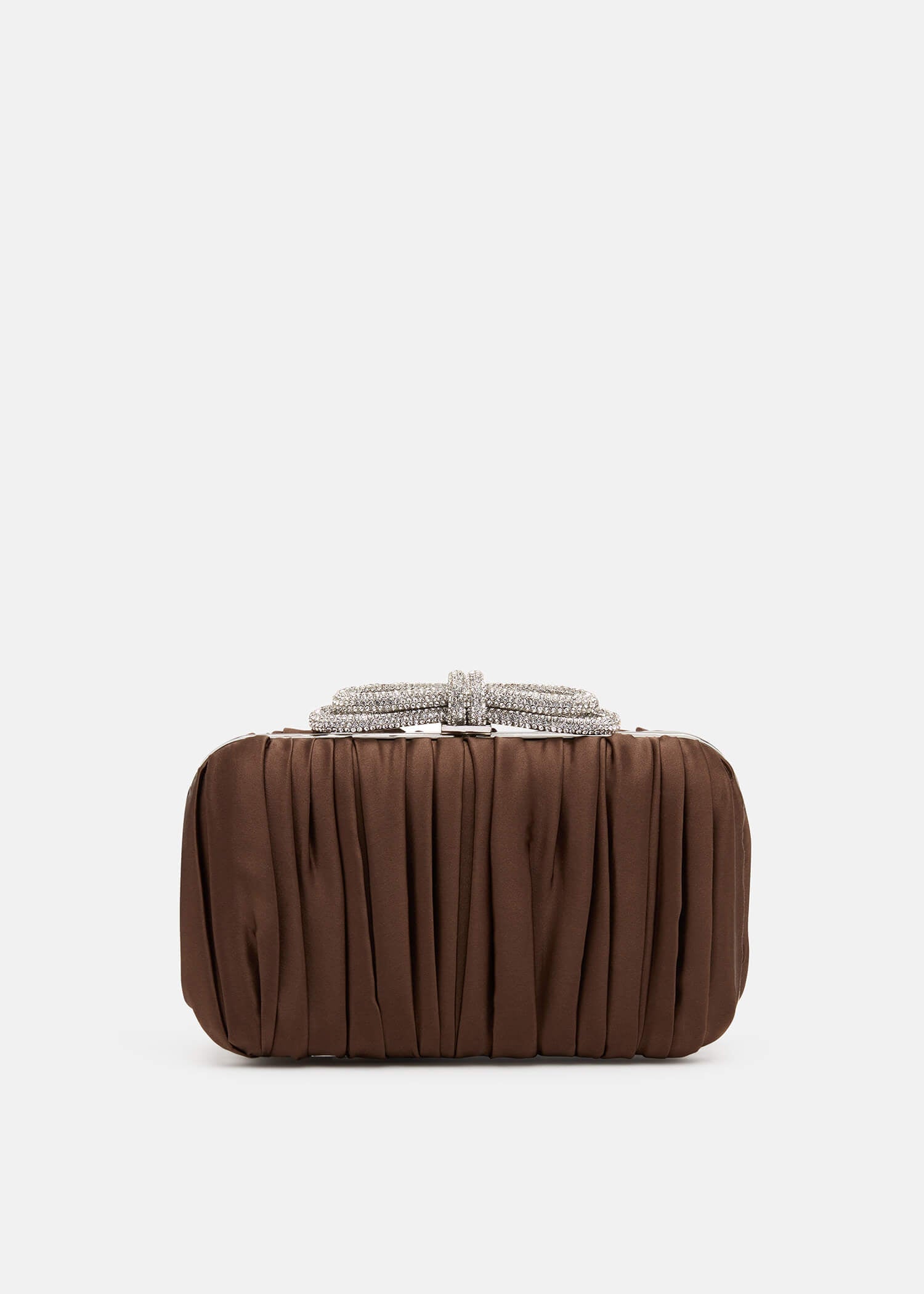 Double Bow Satin Clutch