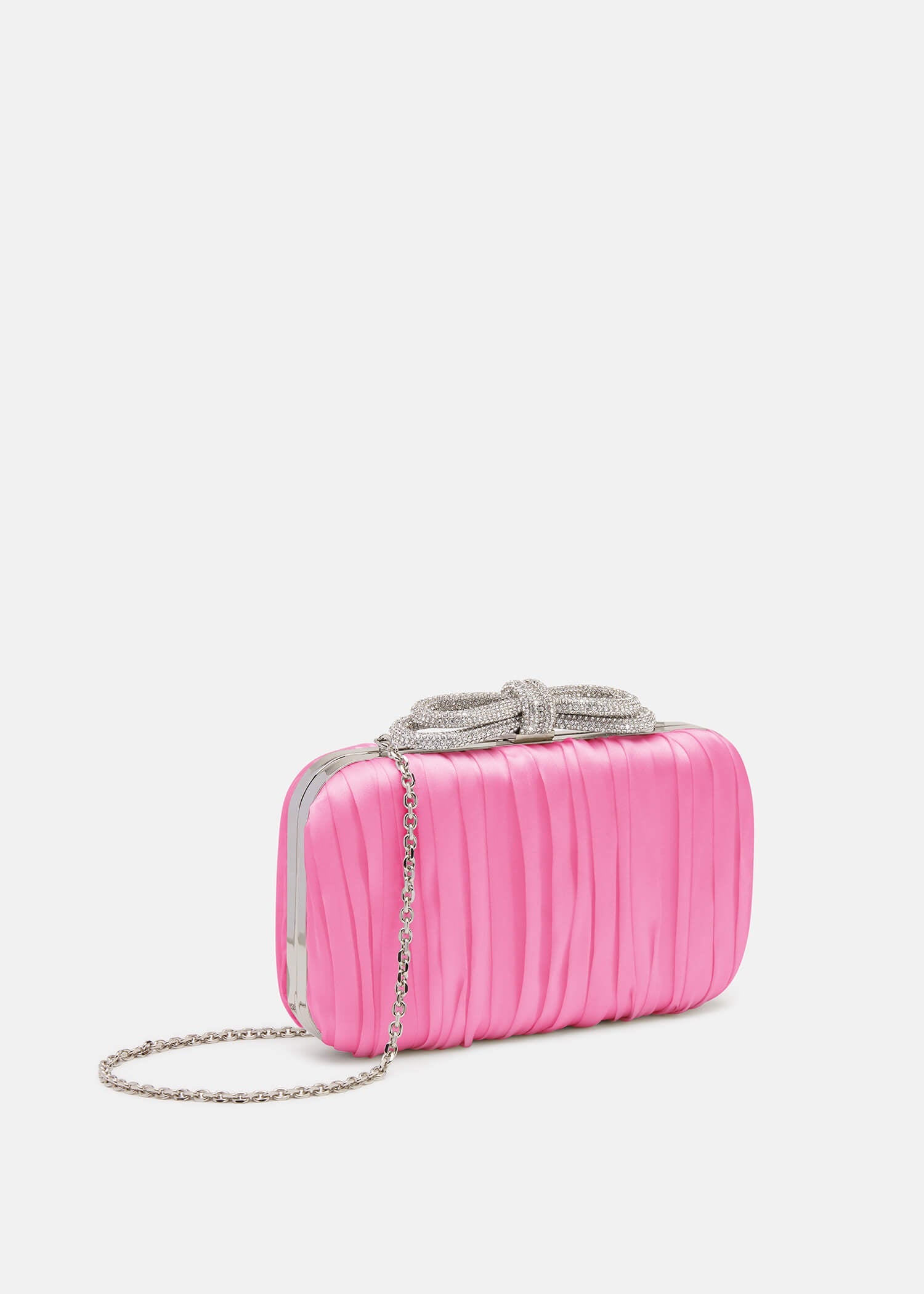 Double Bow Satin Clutch