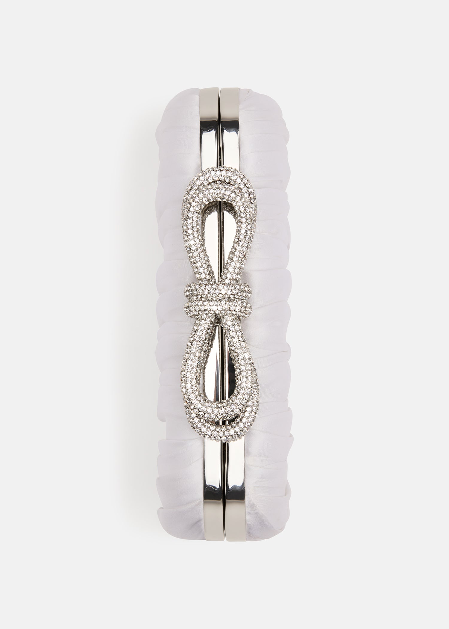 DOUBLE BOW WHITE SATIN CLUTCH SMALL