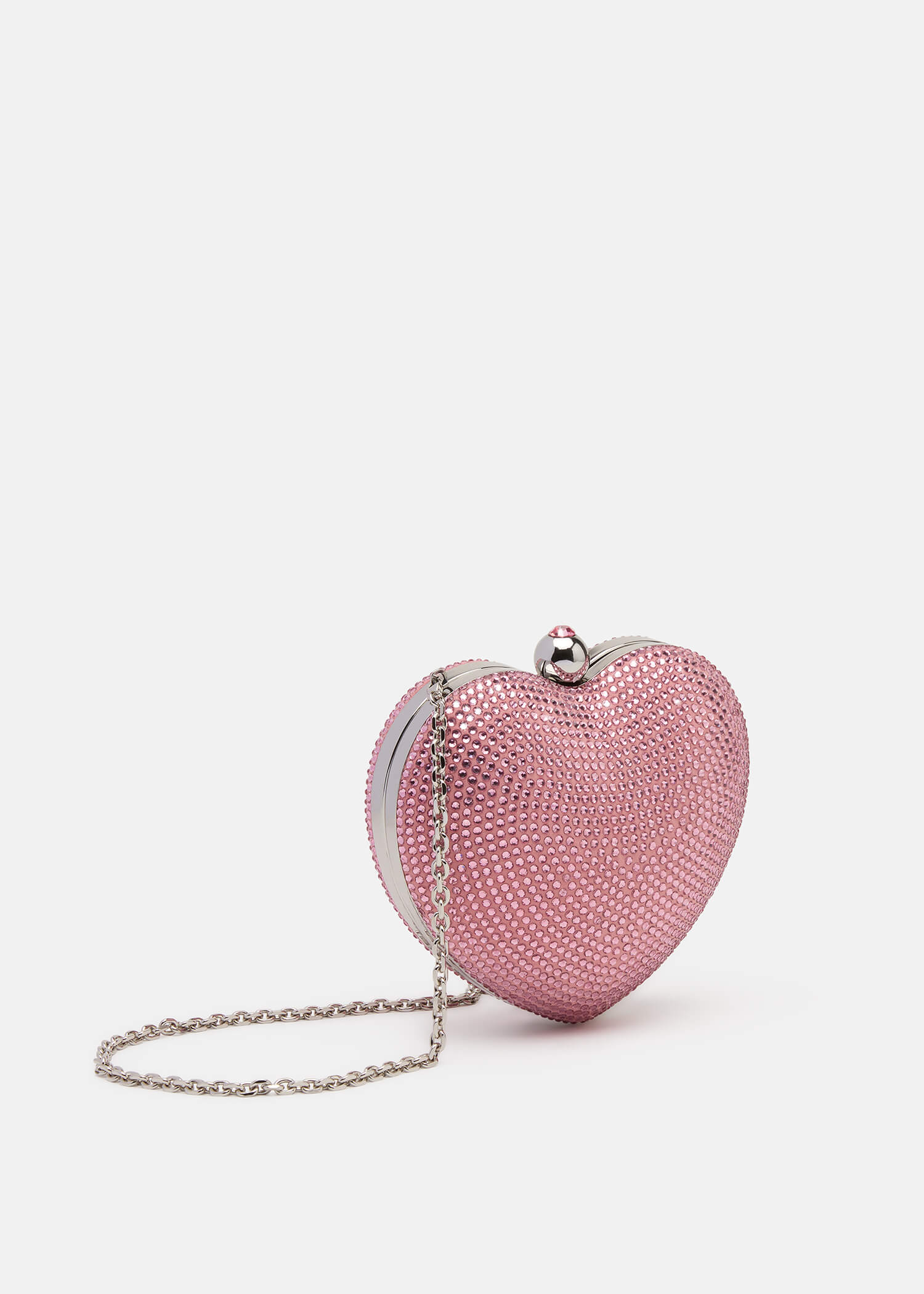 Crystal Heart Suede Clutch