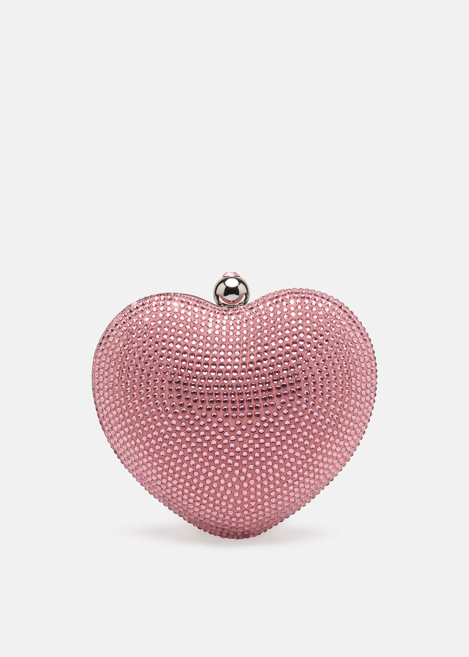 Crystal Heart Suede Clutch