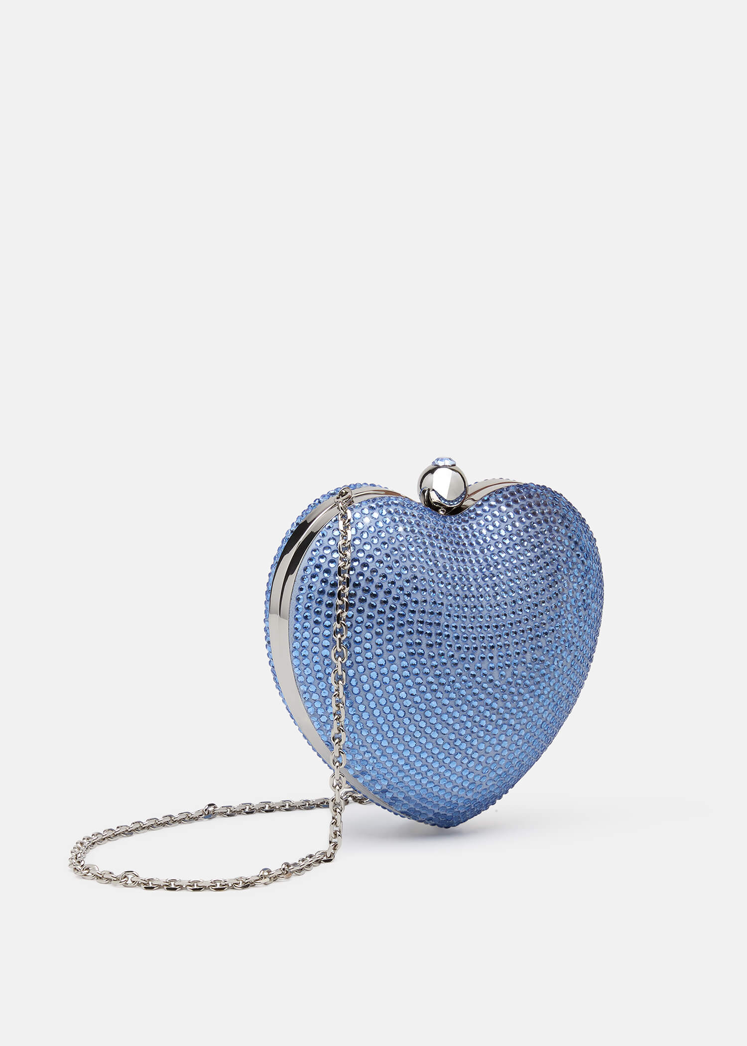 Crystal Heart Suede Clutch