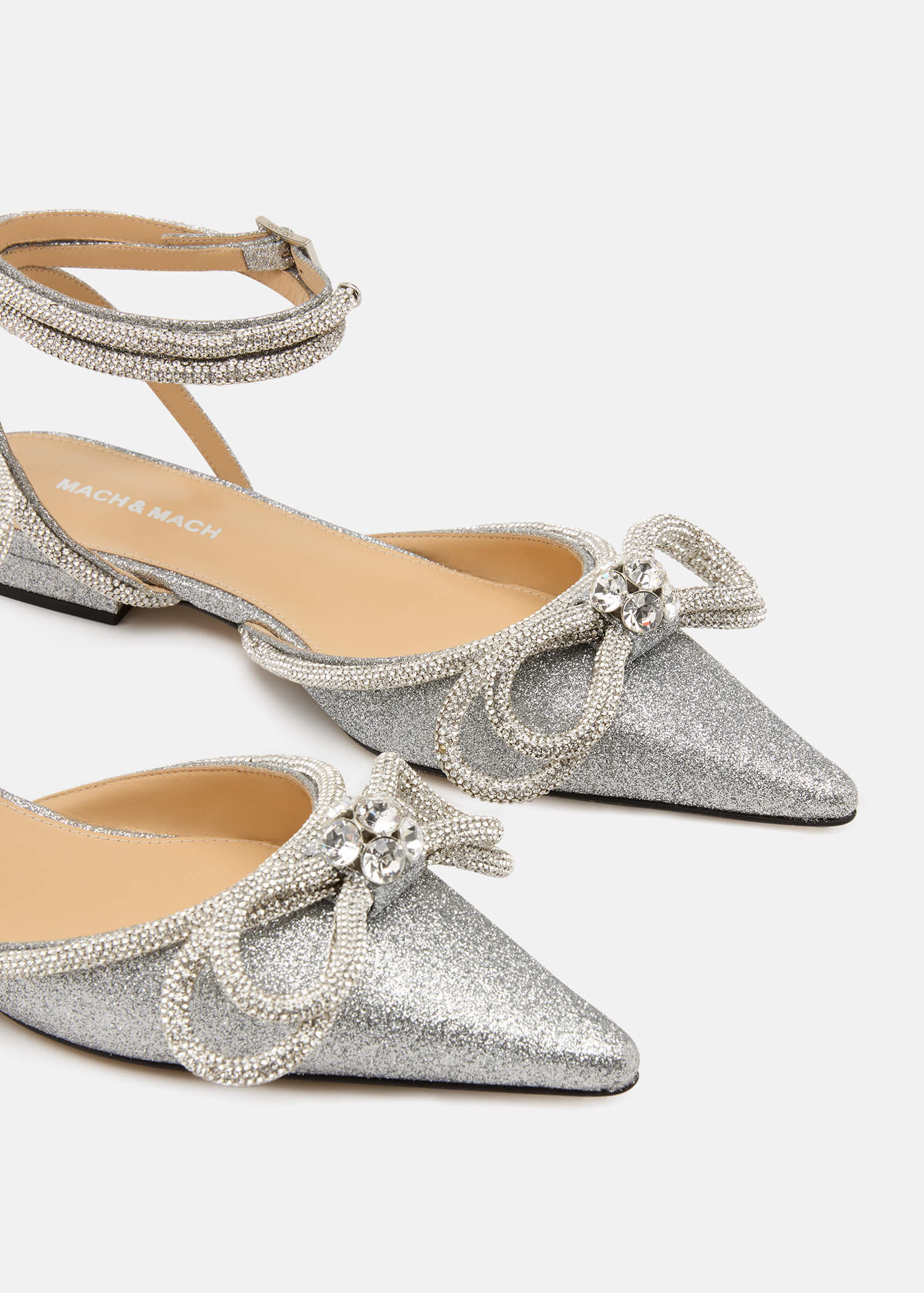 Double Bow Glitter Flats