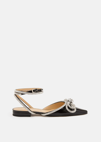 Double Bow - Women's Black Patent Leather Flats – MACH & MACH