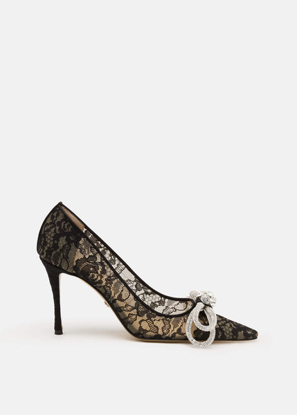 パンプス MACH & MACH Black leather Double Bow pumps Mach & Mach Leather double bow pumps | The Fashion Square