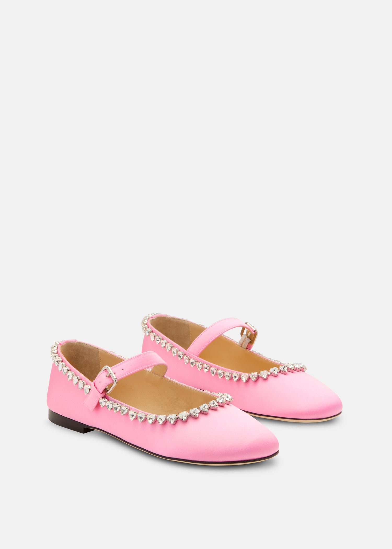 Audrey Pink Satin Round Toe Ballerina