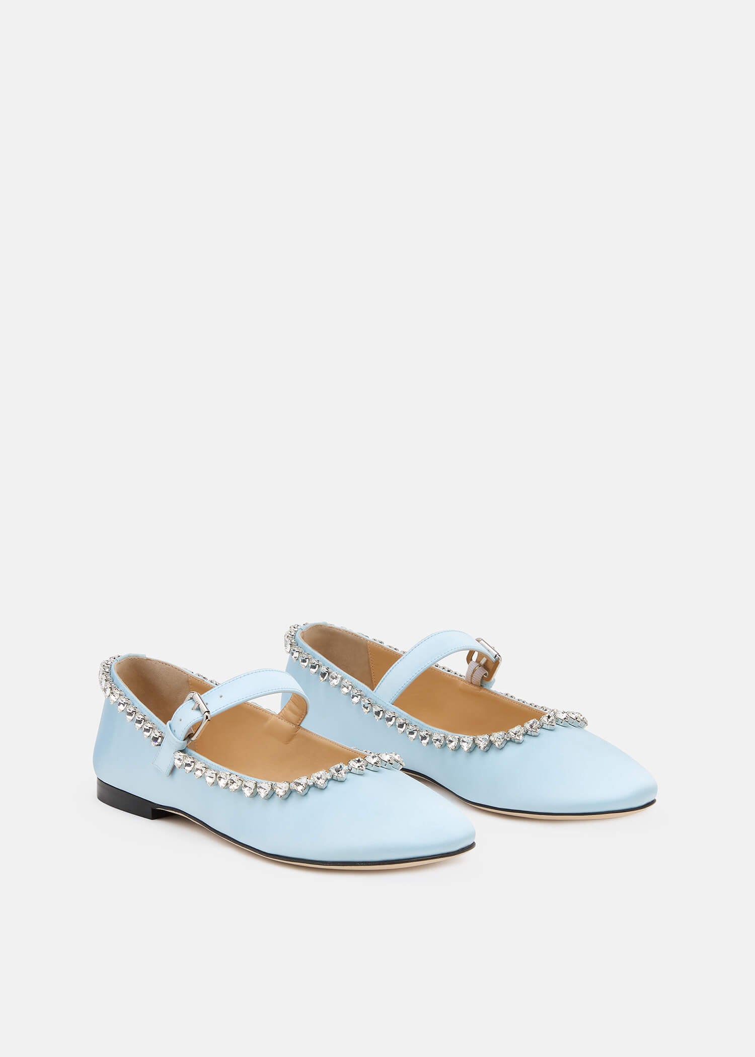 Audrey Sky Blue Satin Round Toe Ballerina