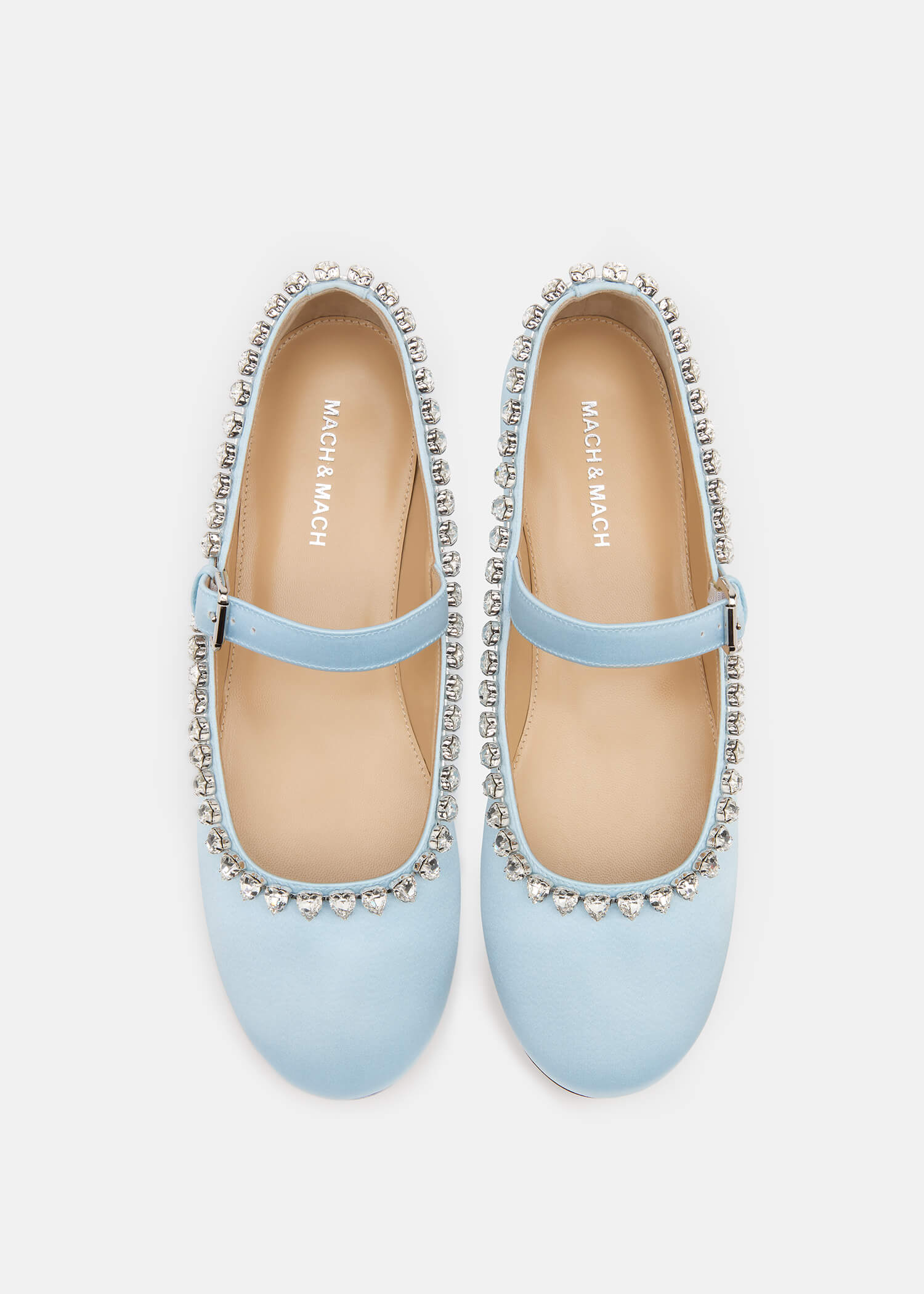 Audrey - Women's Blue Satin Ballerina Flats with Round Toe MACH & MACH Audrey - Women's Blue Satin Ballerina Flats with Round Toe MACH & MACH