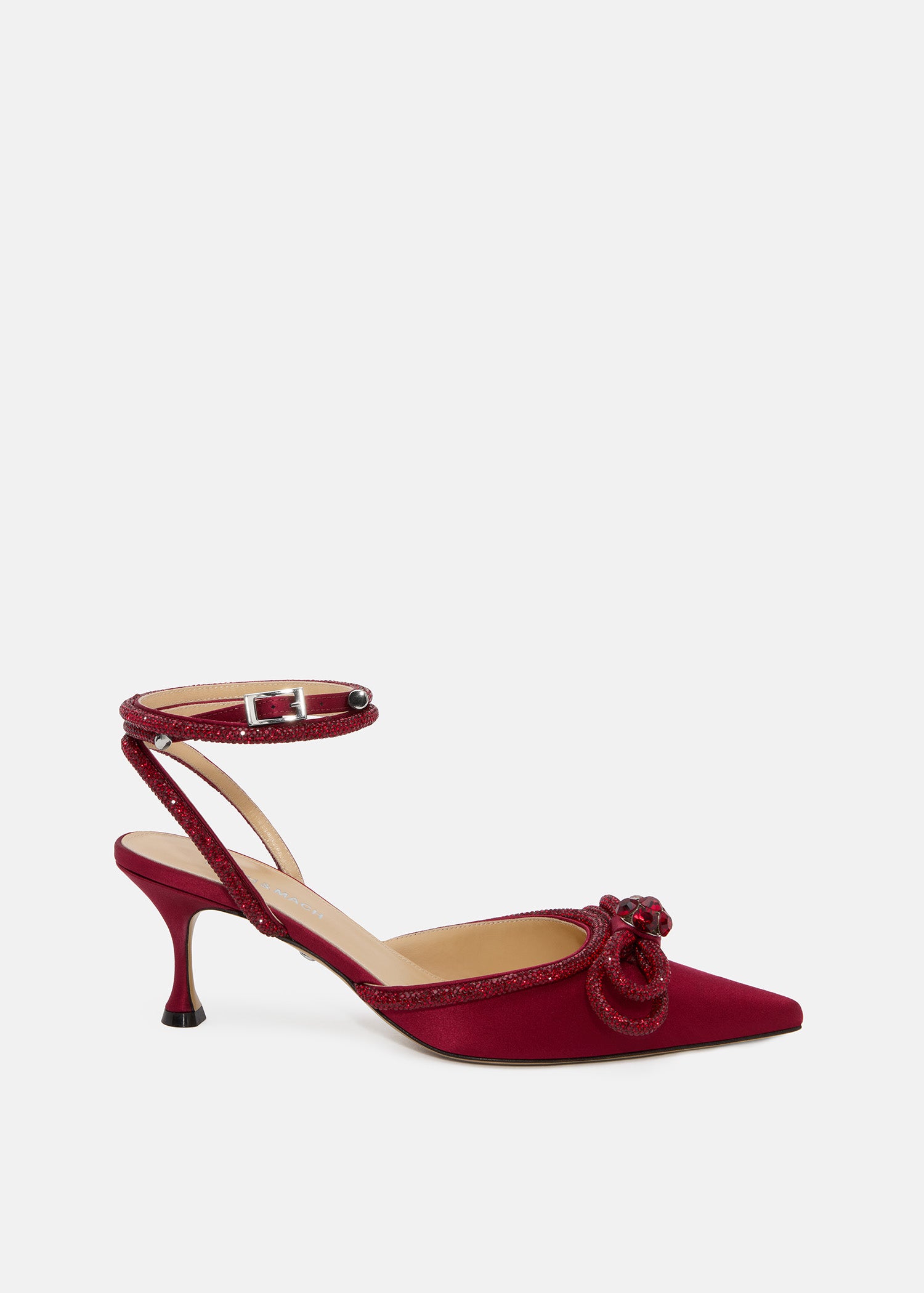 Double Bow Bordeaux Kitten Satim Heels