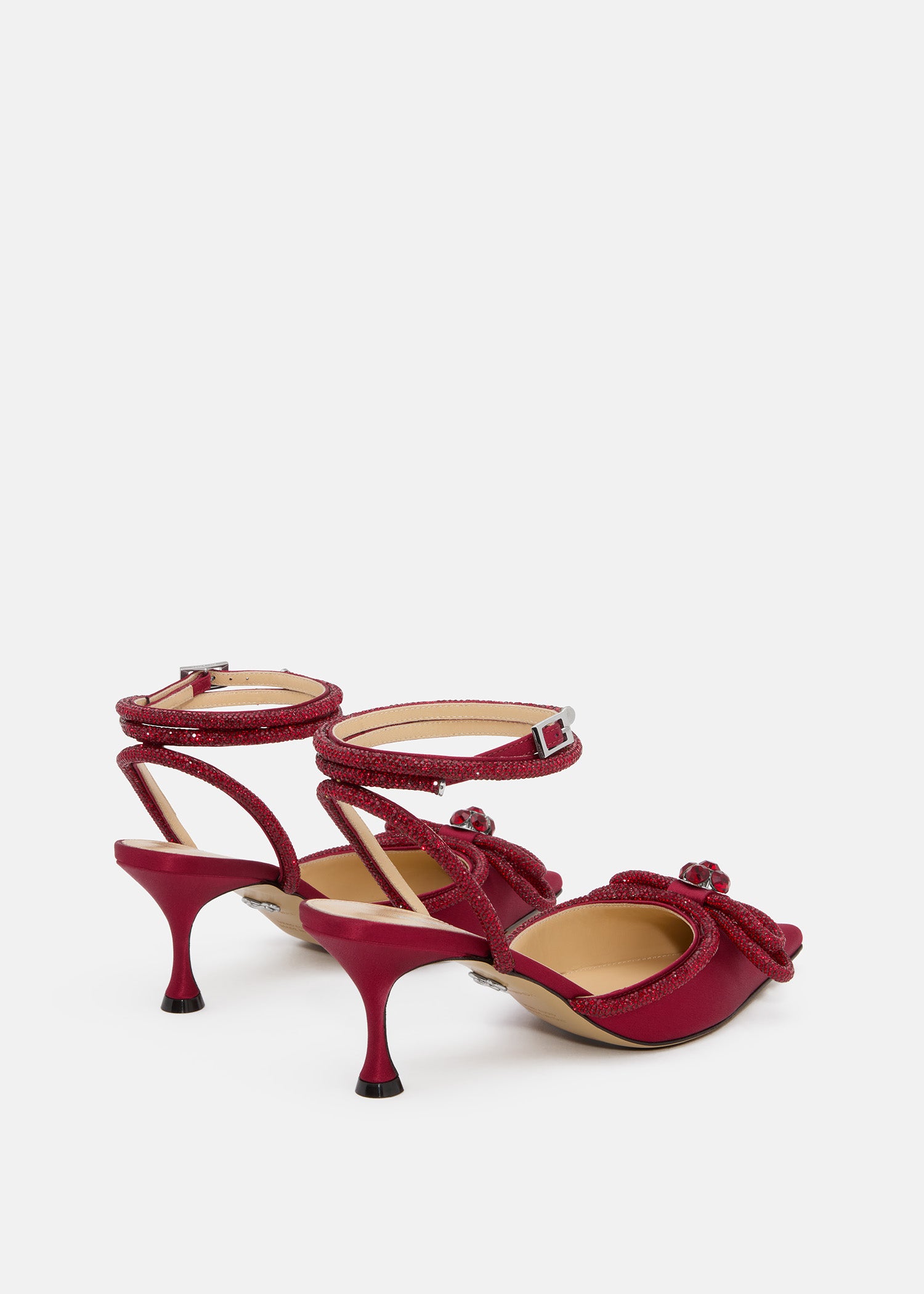Double Bow Bordeaux Kitten Satim Heels