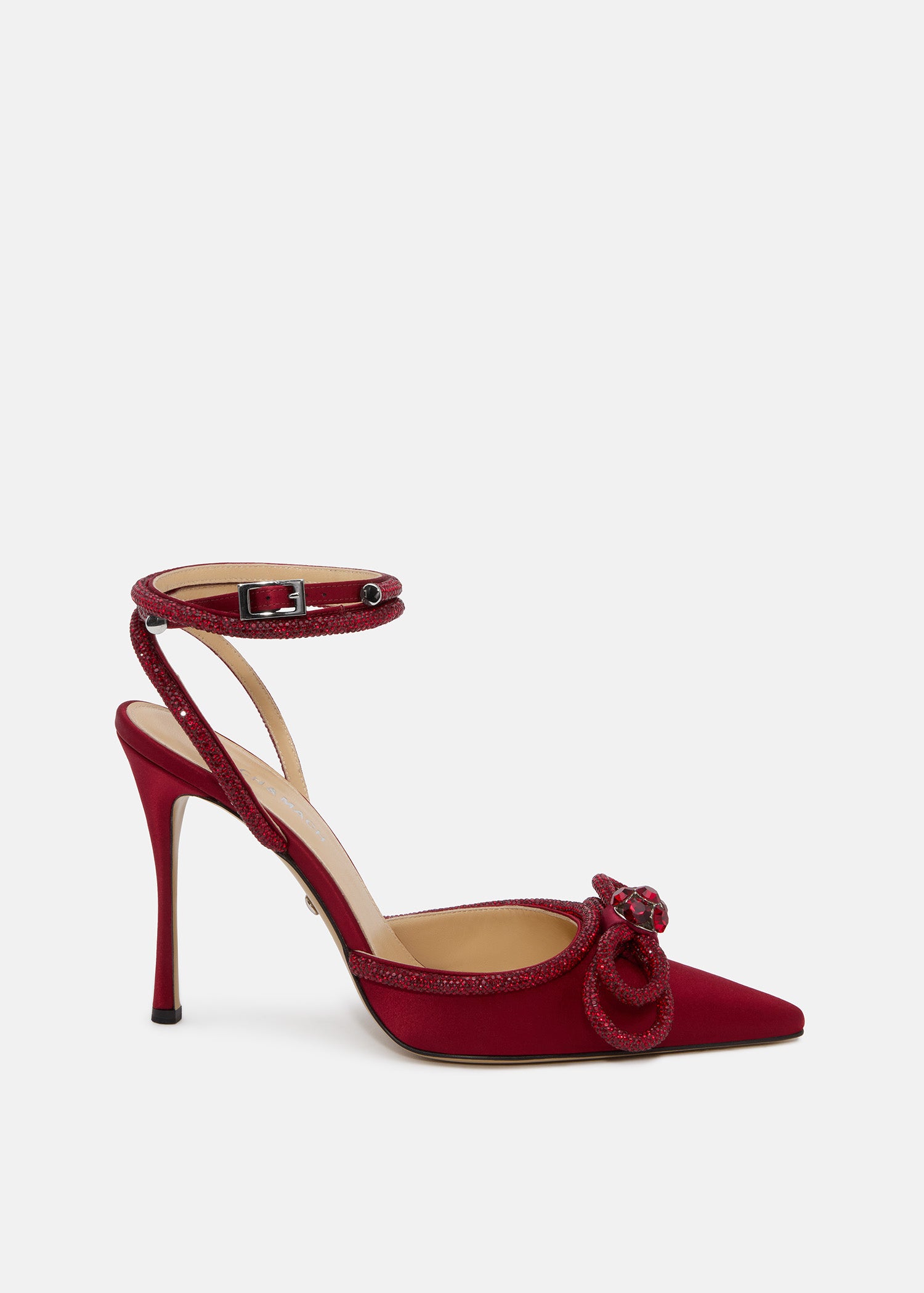 Double Bow Bordeaux Satin High Heels