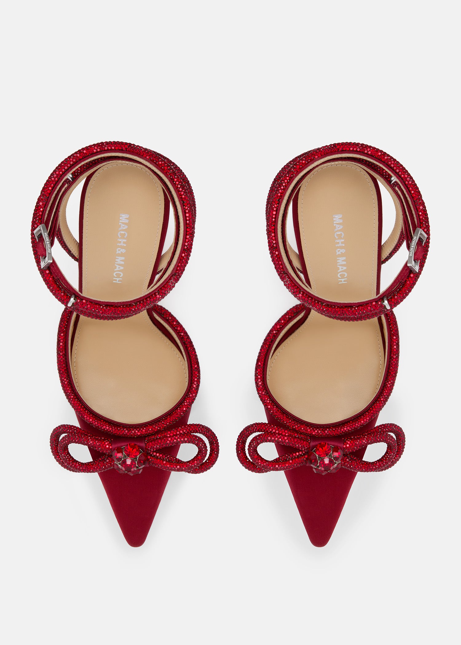 Double Bow Bordeaux Satin High Heels