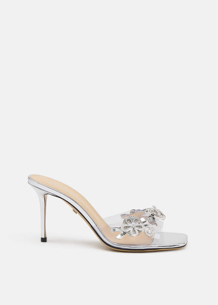 Crystal Button - Women's Transparent PVC Mules with Open Toe