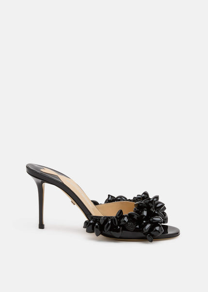 サンダル・ミュール MACH & MACH Black leather Petit Coeur sandals MM25-S0896-85-PAT-