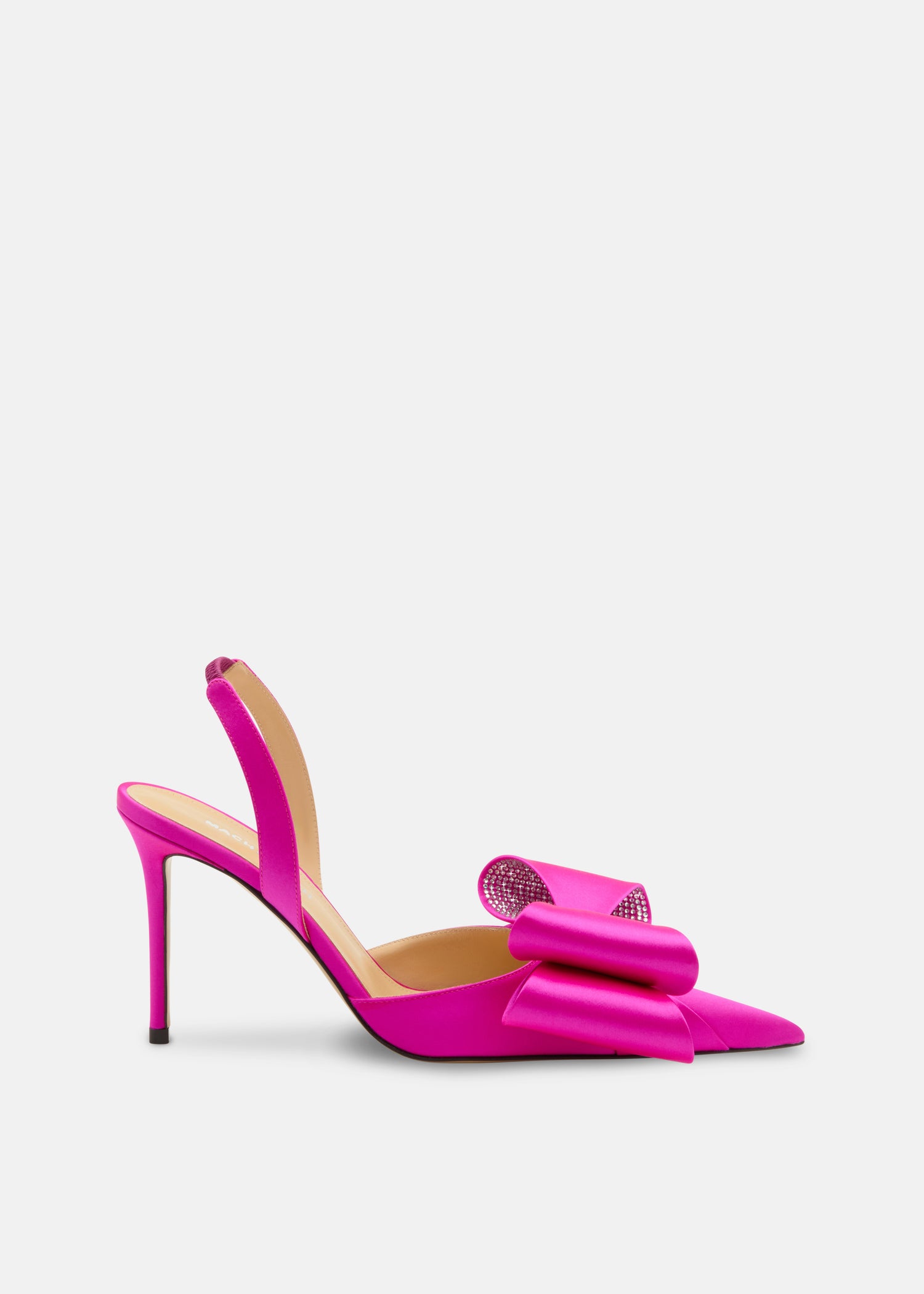 Le Cadeau White and Fuchsia Satin Slingback Pumps