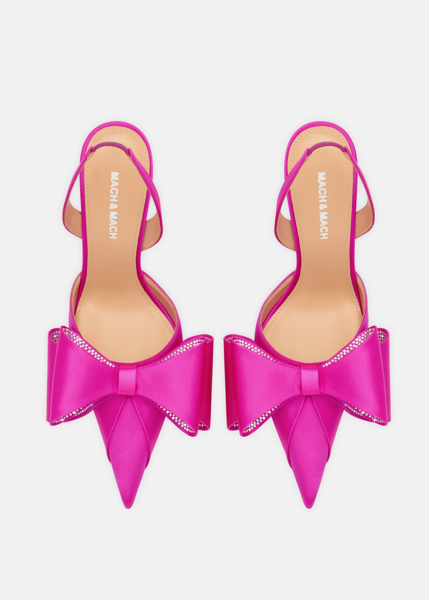 Le Cadeau White and Fuchsia Satin Slingback Pumps