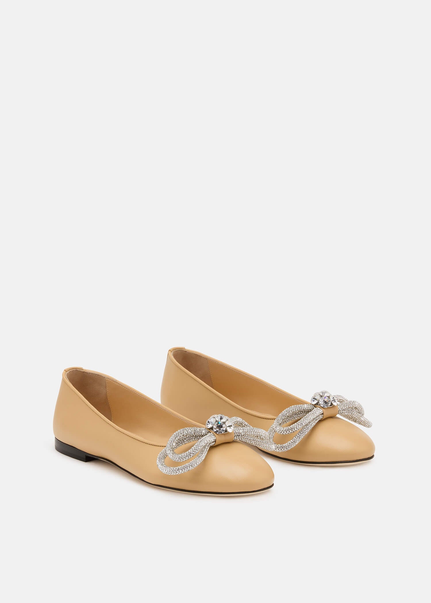 Double Bow Leather Flats