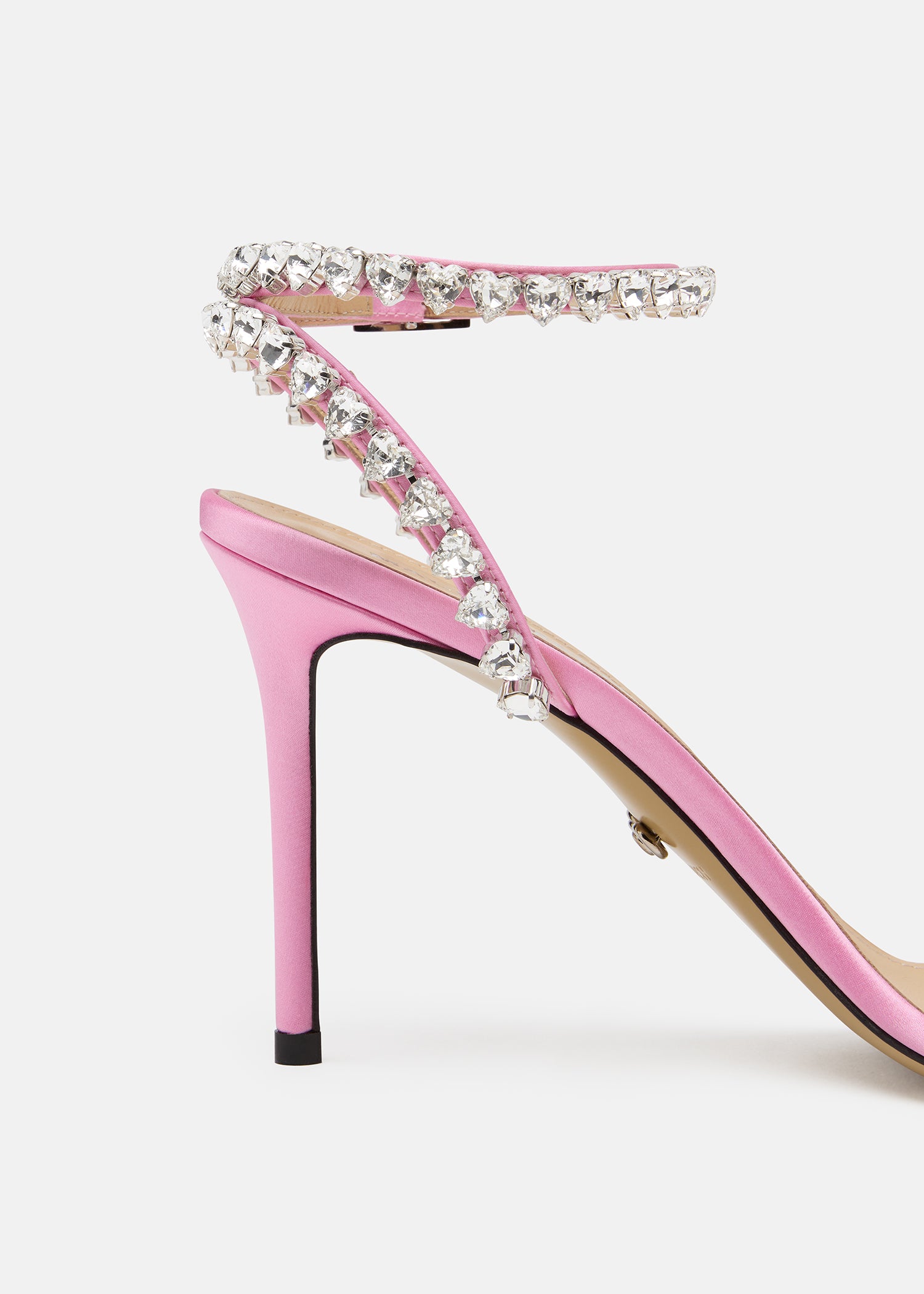 Audrey Crystal Round Toe Satin Sandals  Pink