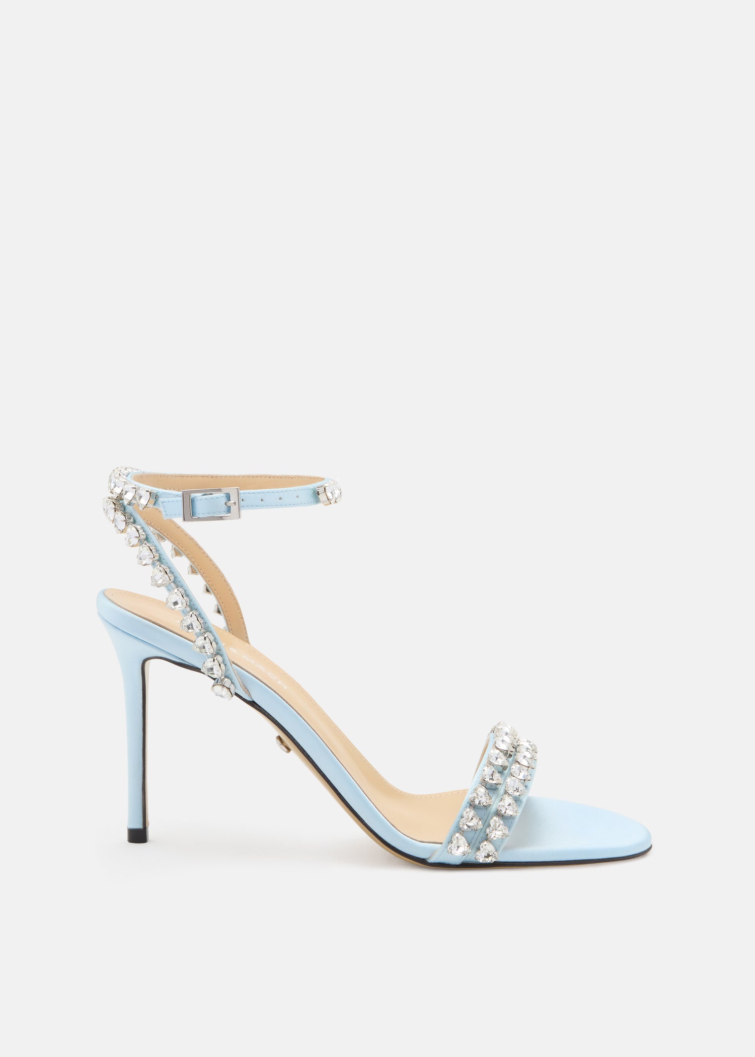Audrey Crystal Round Toe Satin Sandals