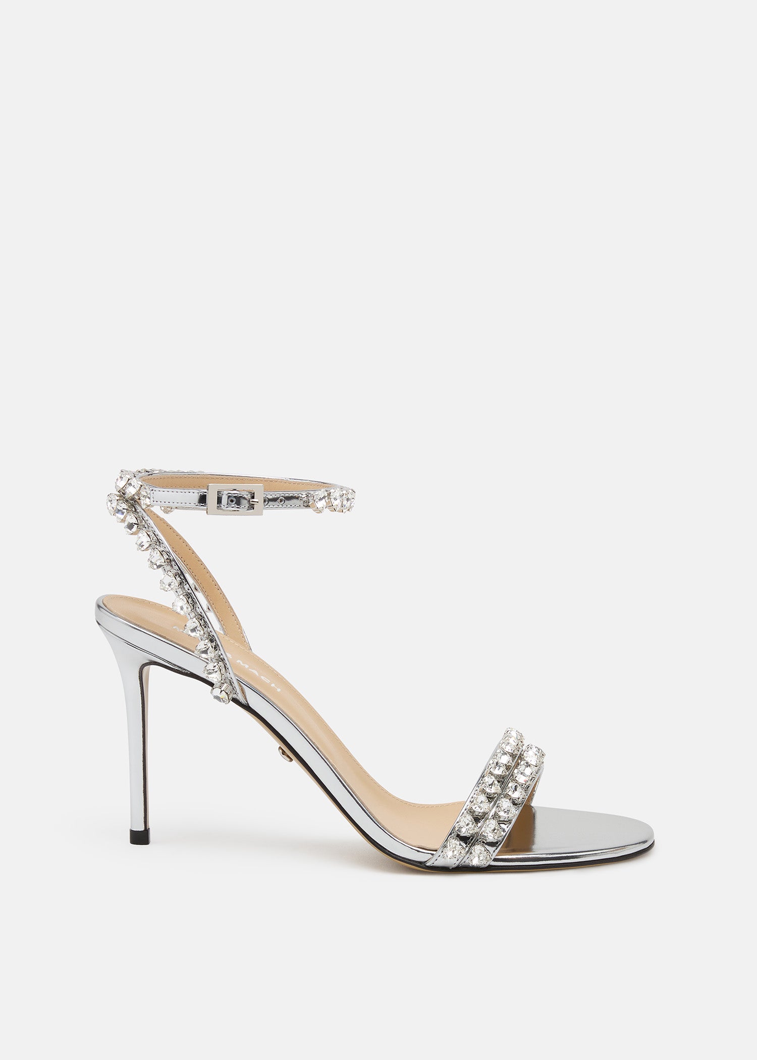 Audrey Crystal Round Toe Satin Sandals