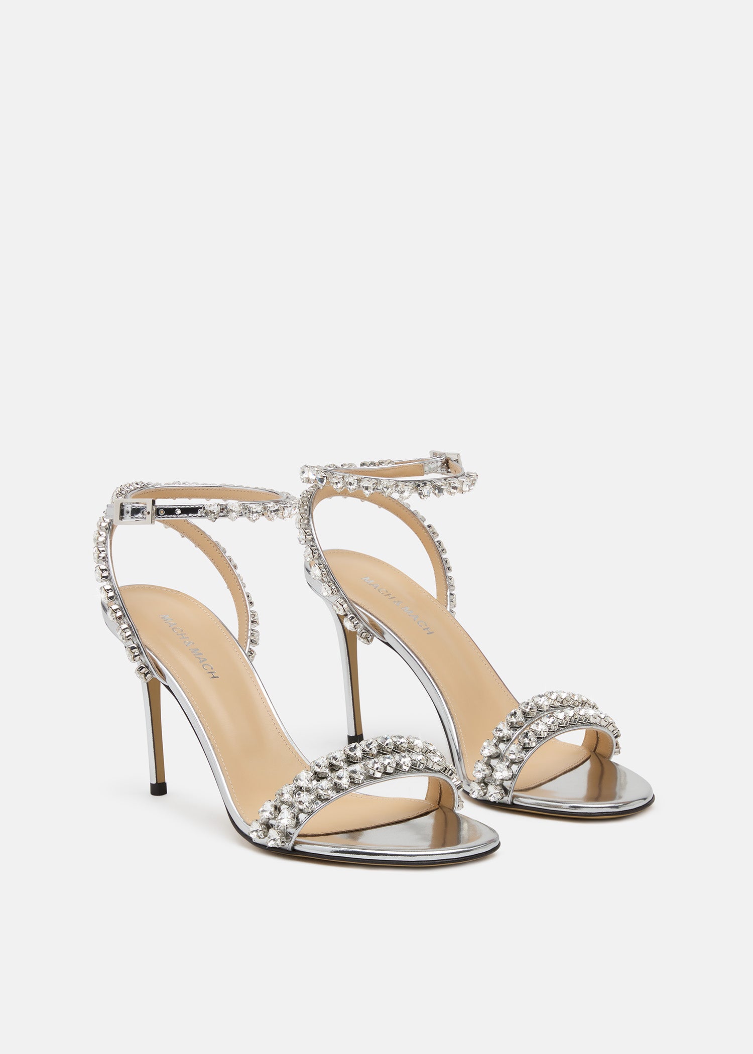Audrey Crystal Round Toe Satin Sandals