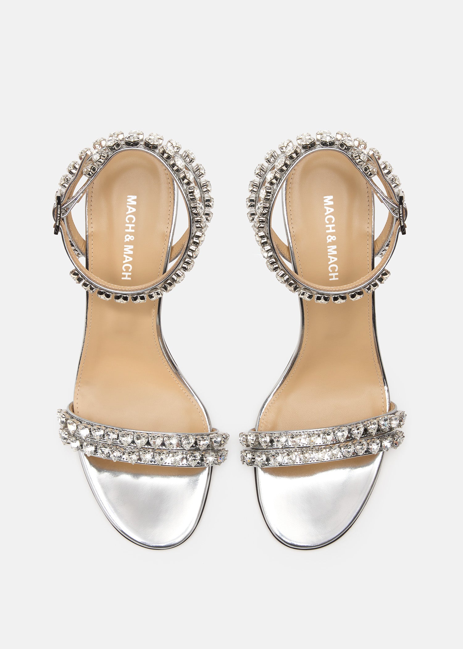 Audrey Crystal Round Toe Satin Sandals