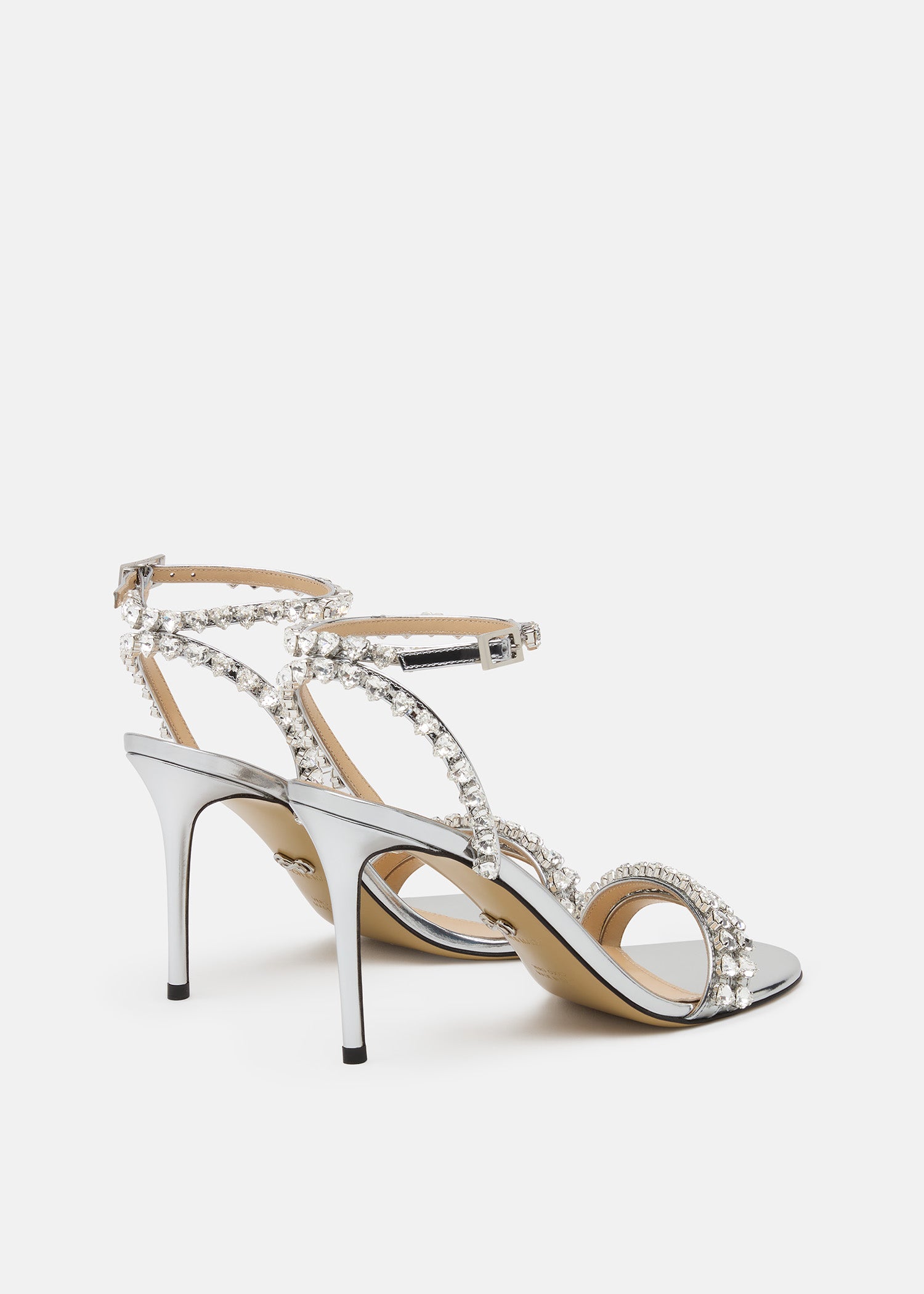 Audrey Crystal Round Toe Satin Sandals