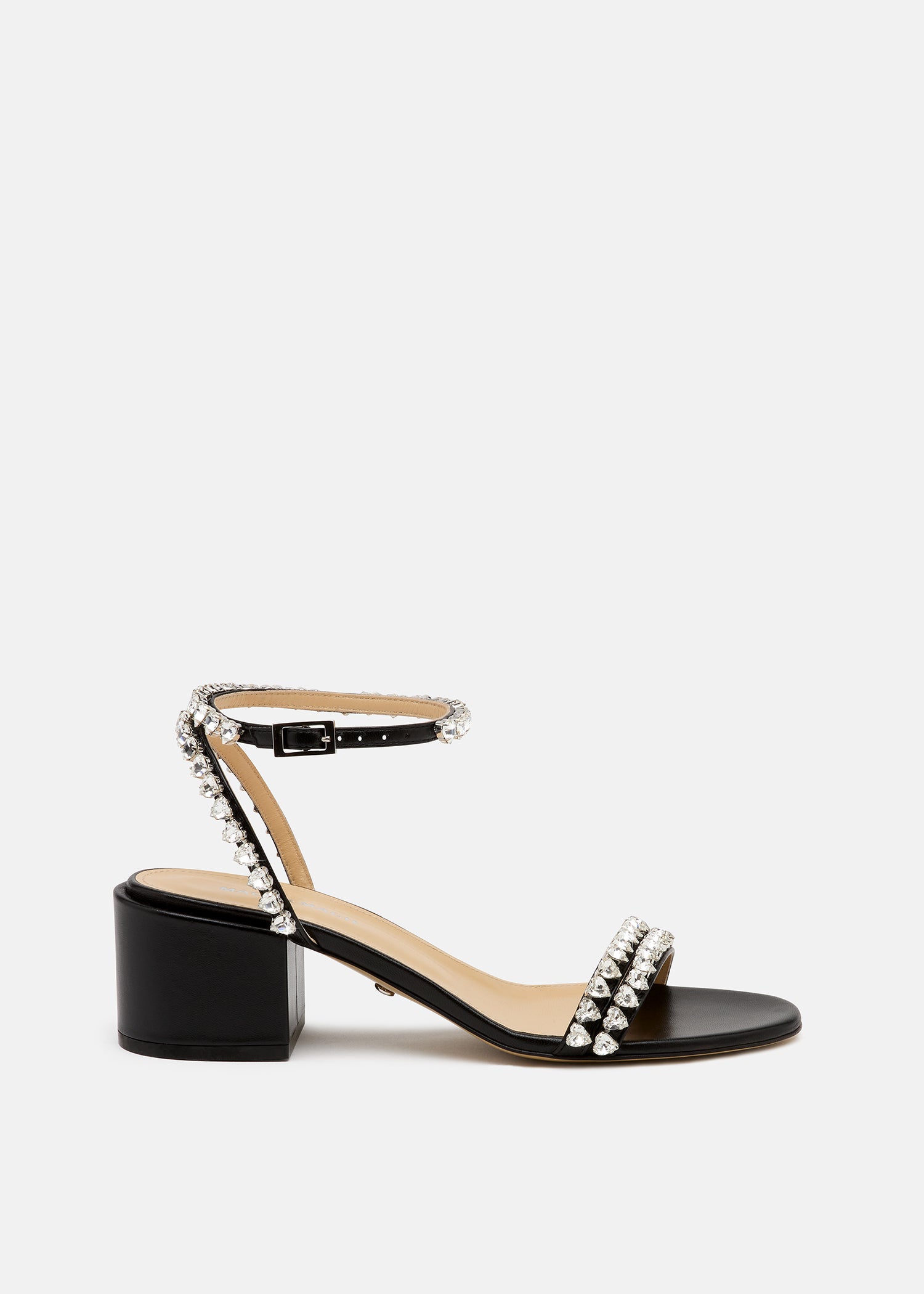Audrey Crystal Round Toe Satin Sandals