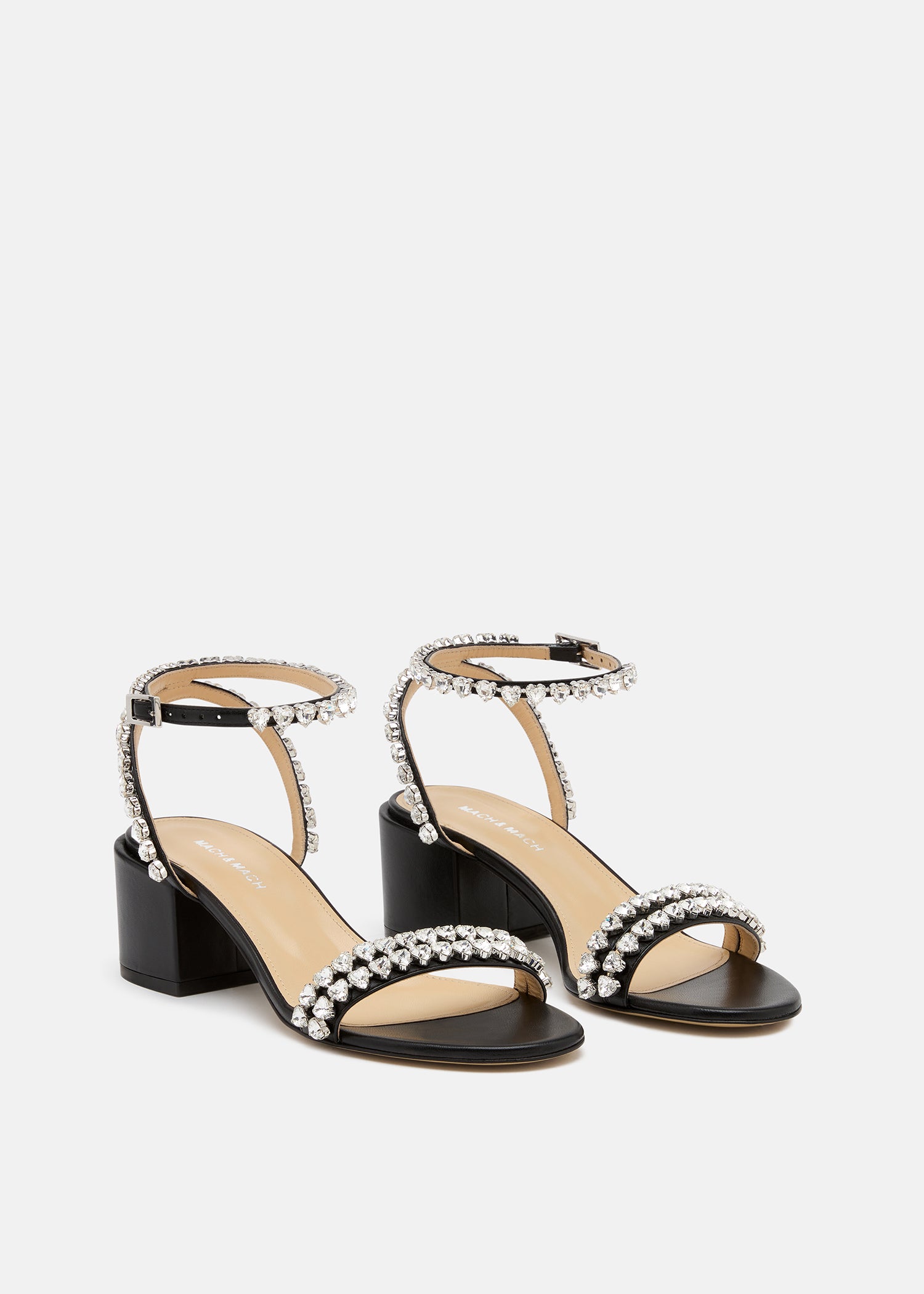 Audrey Crystal Round Toe Satin Sandals