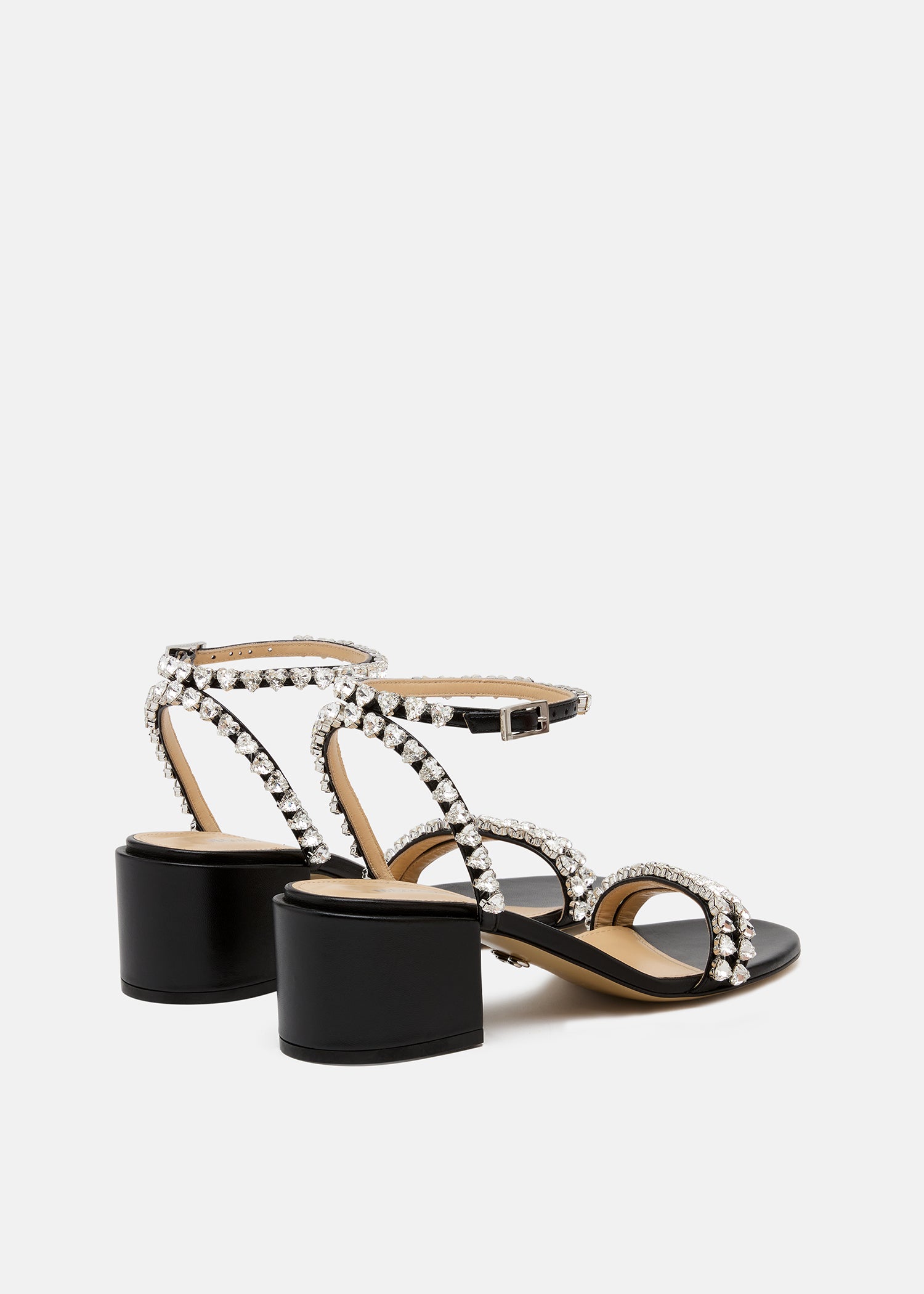 Audrey Crystal Round Toe Satin Sandals