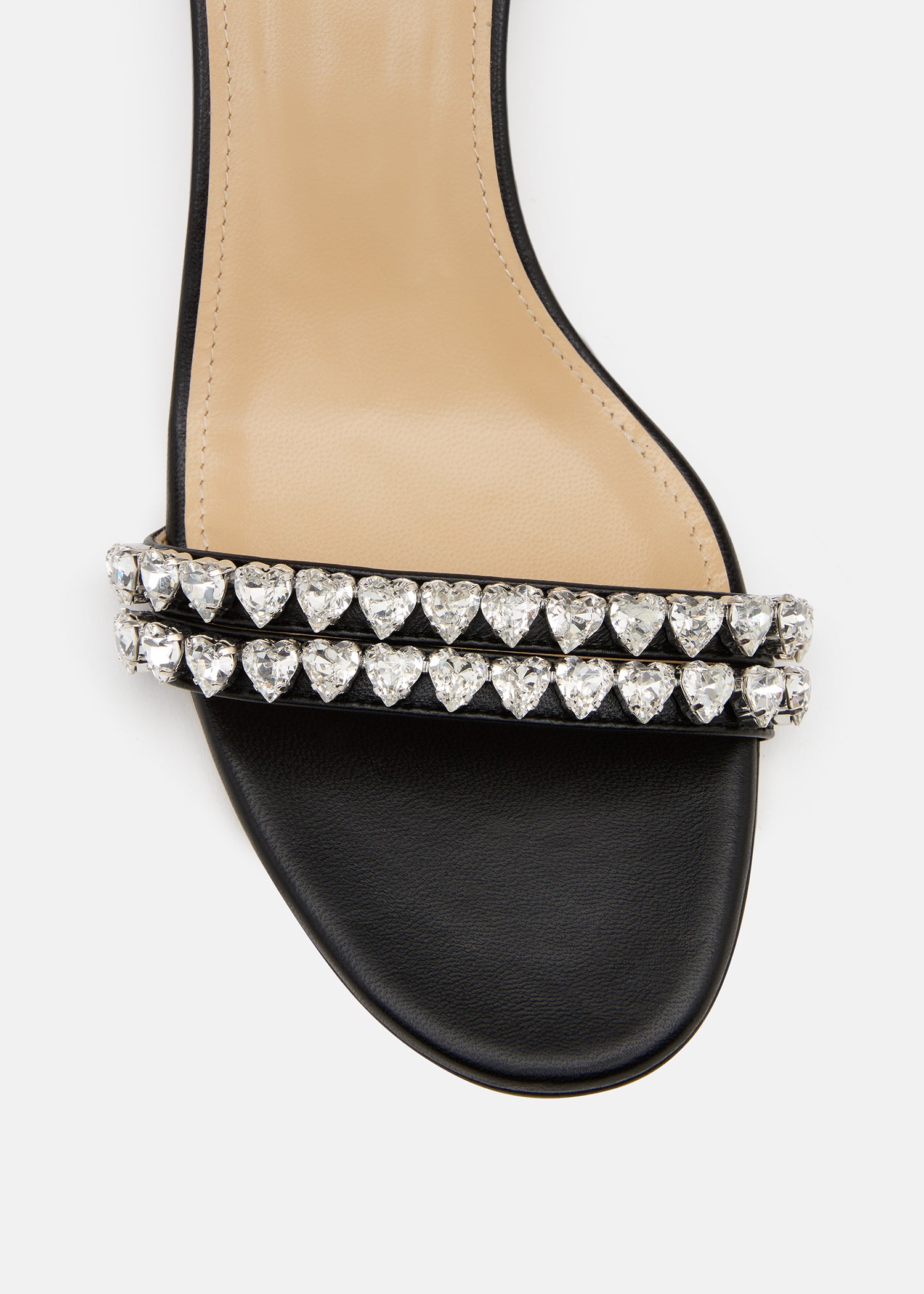 Audrey Crystal Round Toe Satin Sandals