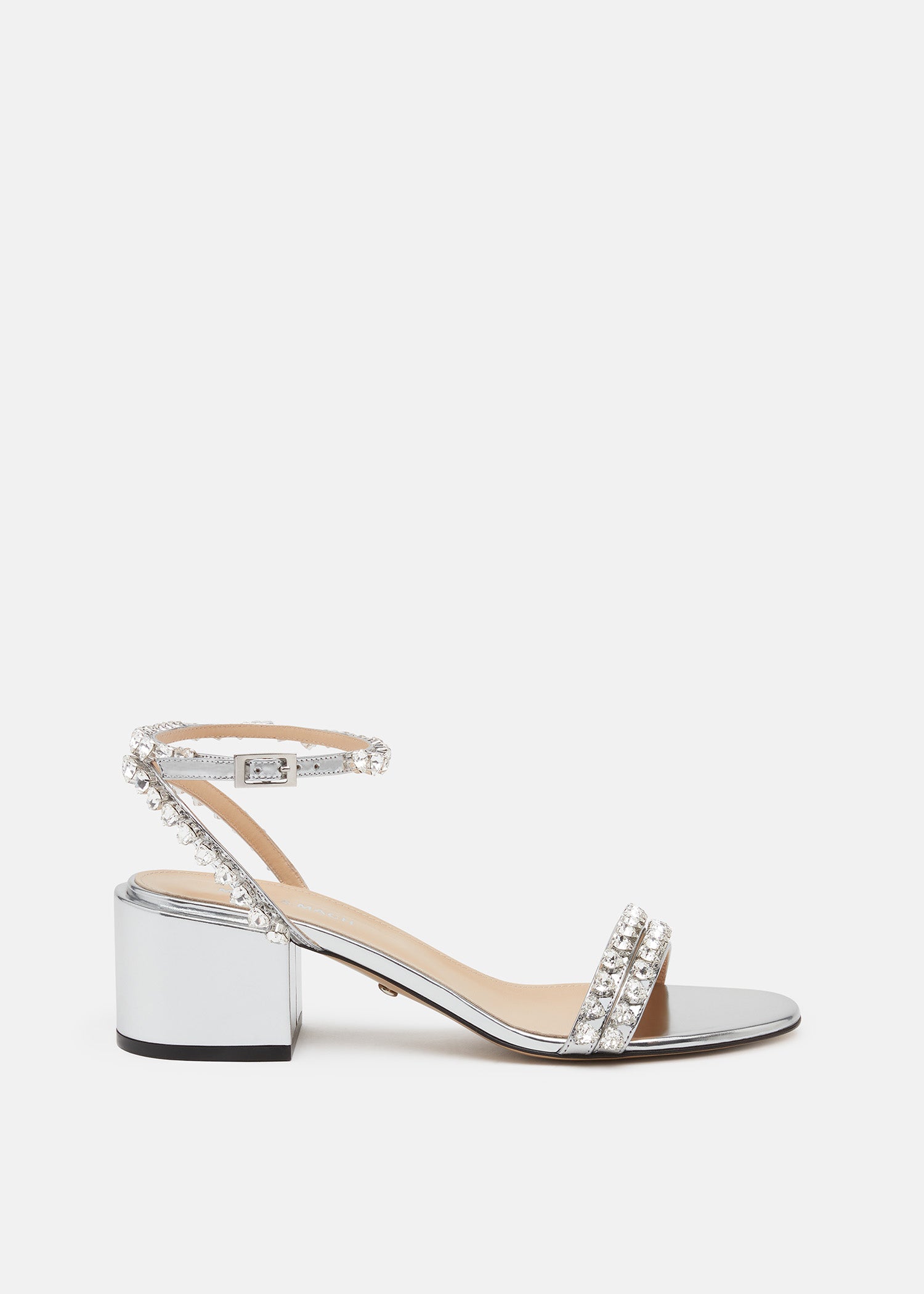 Audrey Crystal Round Toe Satin Sandals