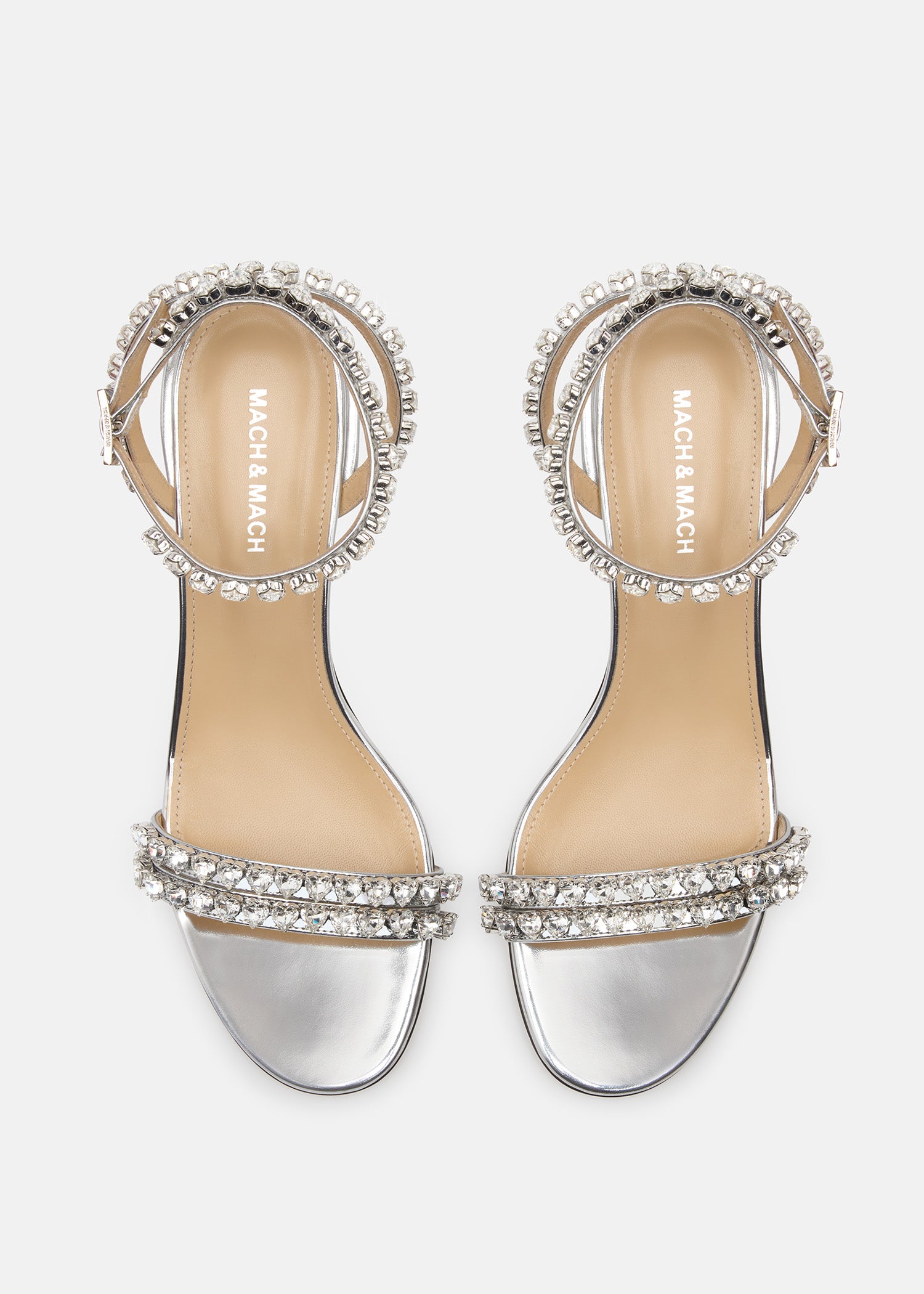 Audrey Crystal Round Toe Satin Sandals