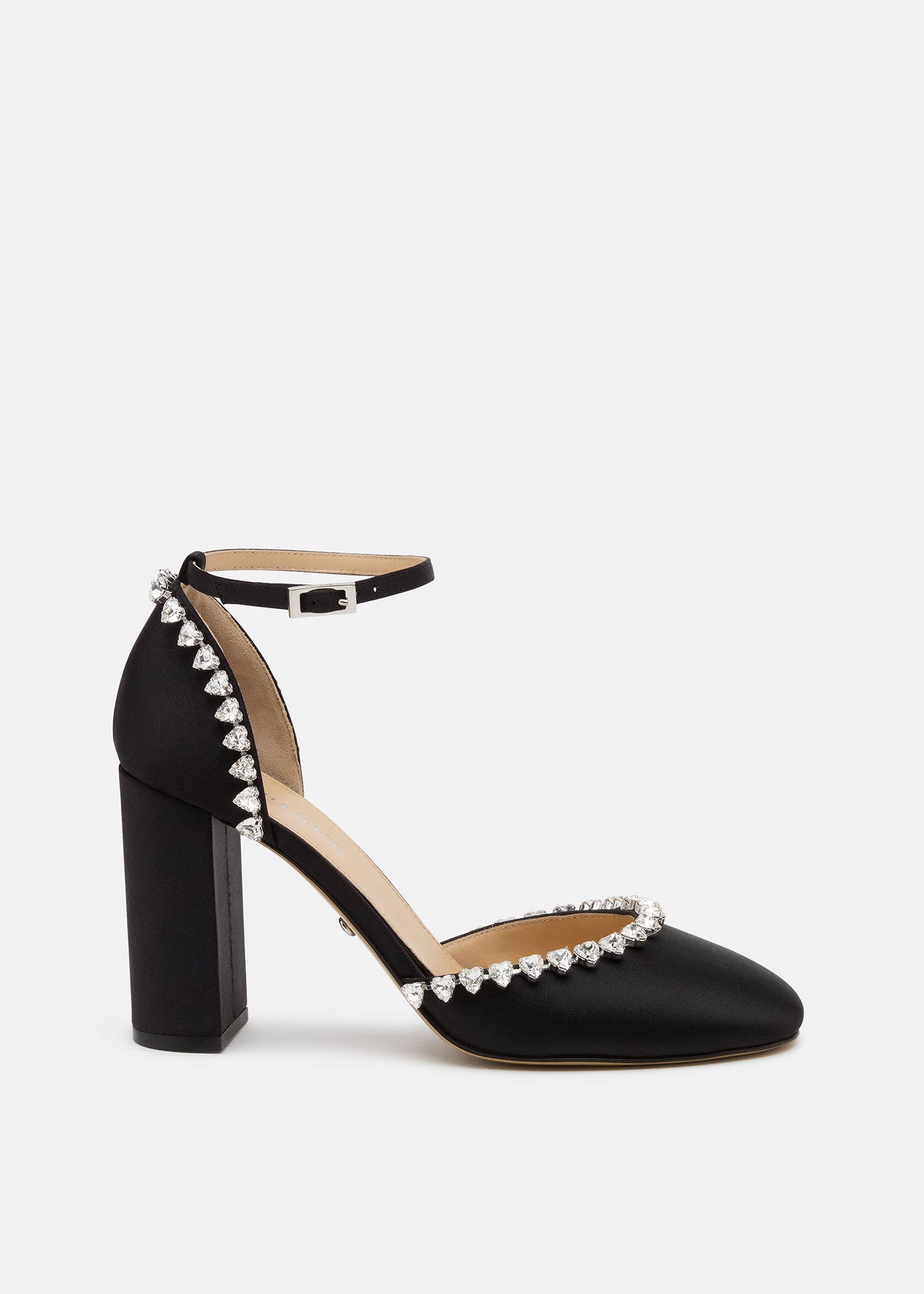 Audrey Crystal Round Toe Satin Sandals