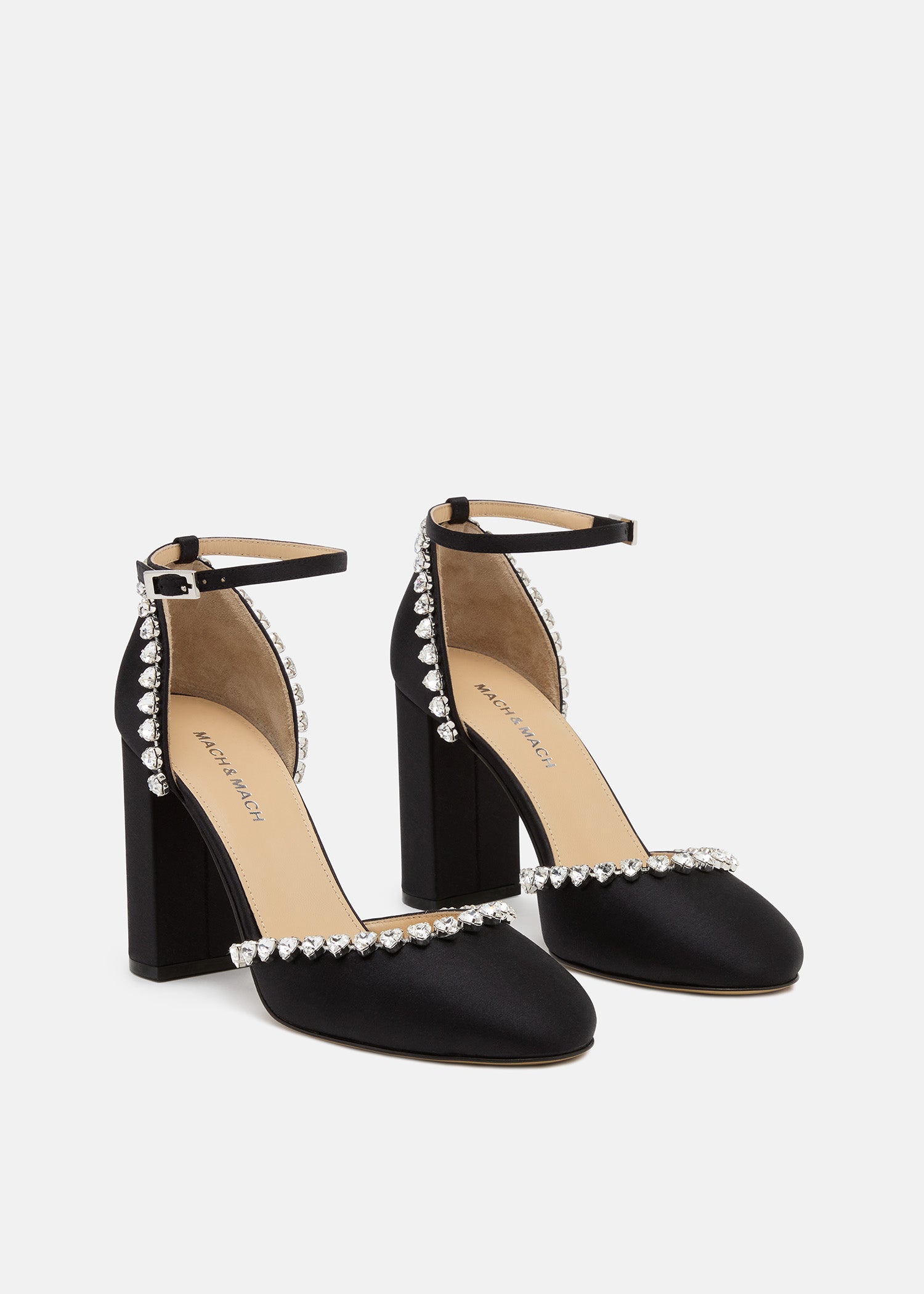 Audrey Crystal Round Toe Satin Sandals