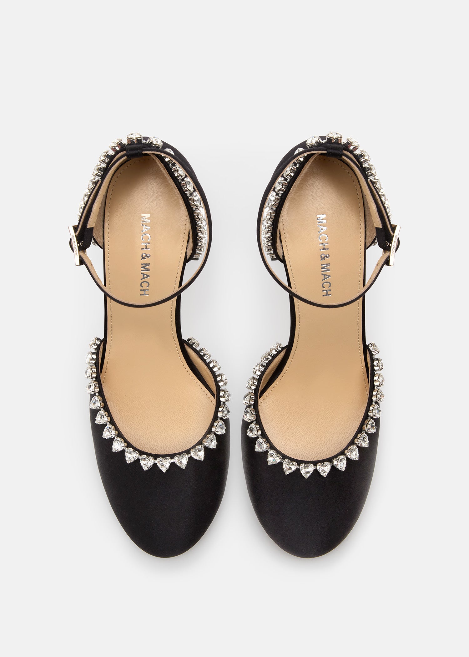 Audrey Crystal Round Toe Satin Sandals